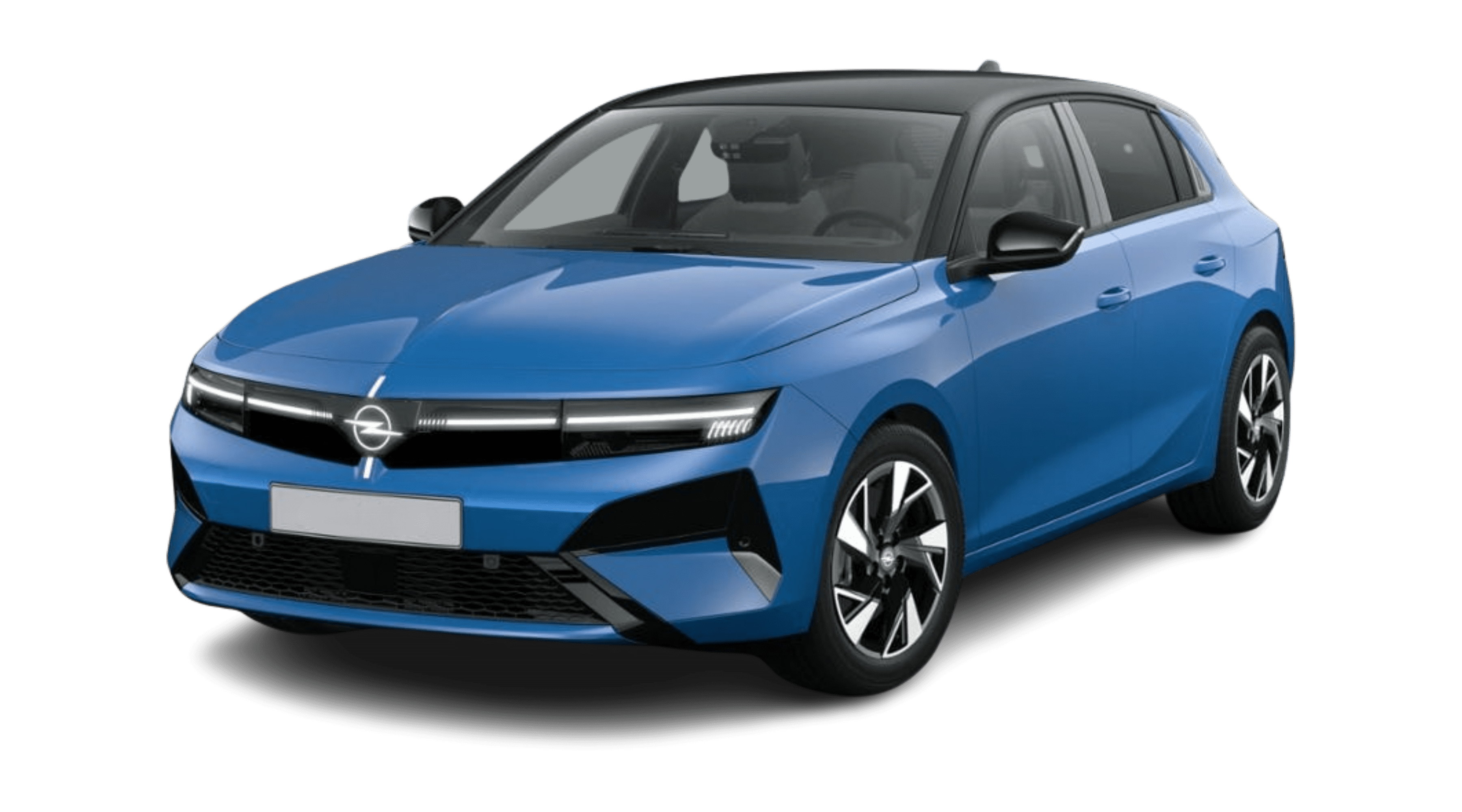 Schräge Frontansicht eines Opel Astra, freigestellt