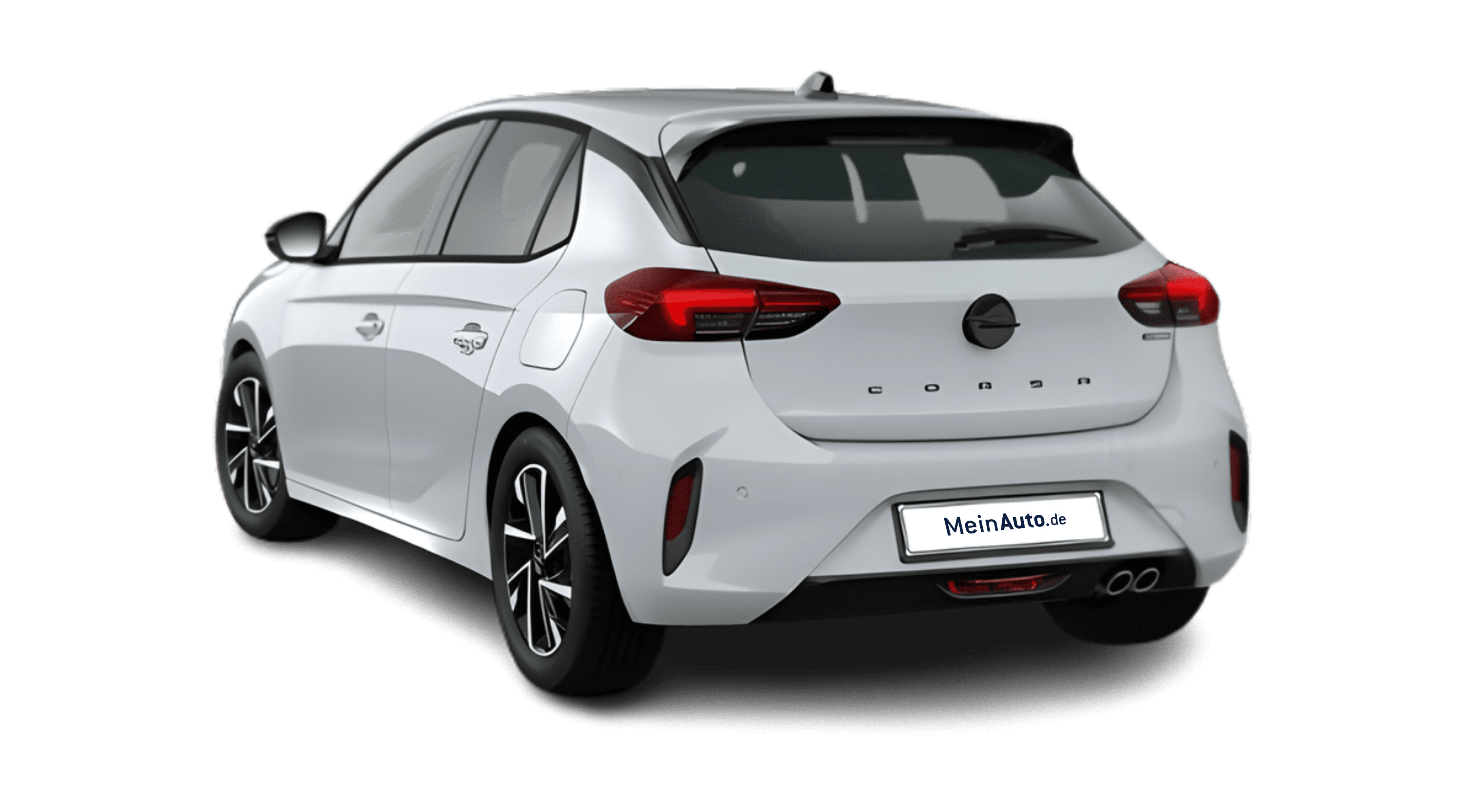 Schräge Heckansicht eines Opel Corsa, freigestellt