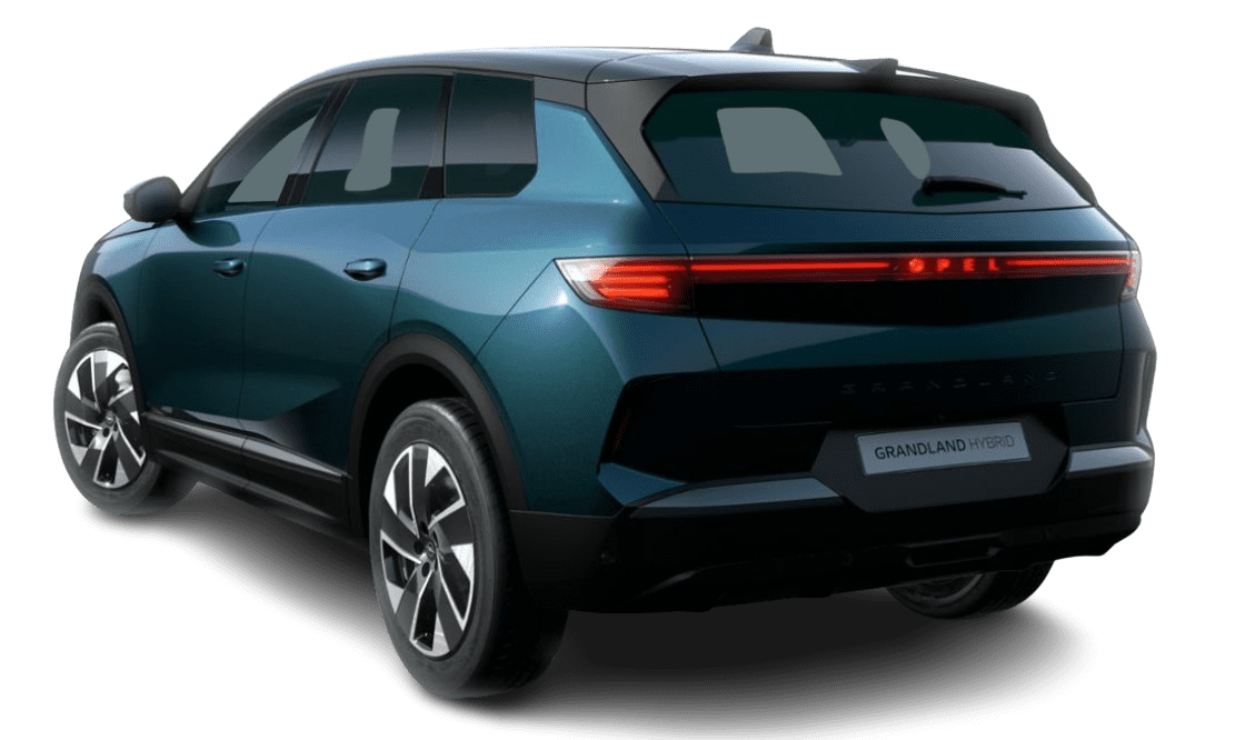 Schräge Heckansicht auf einen Opel Grandland, freigestellt