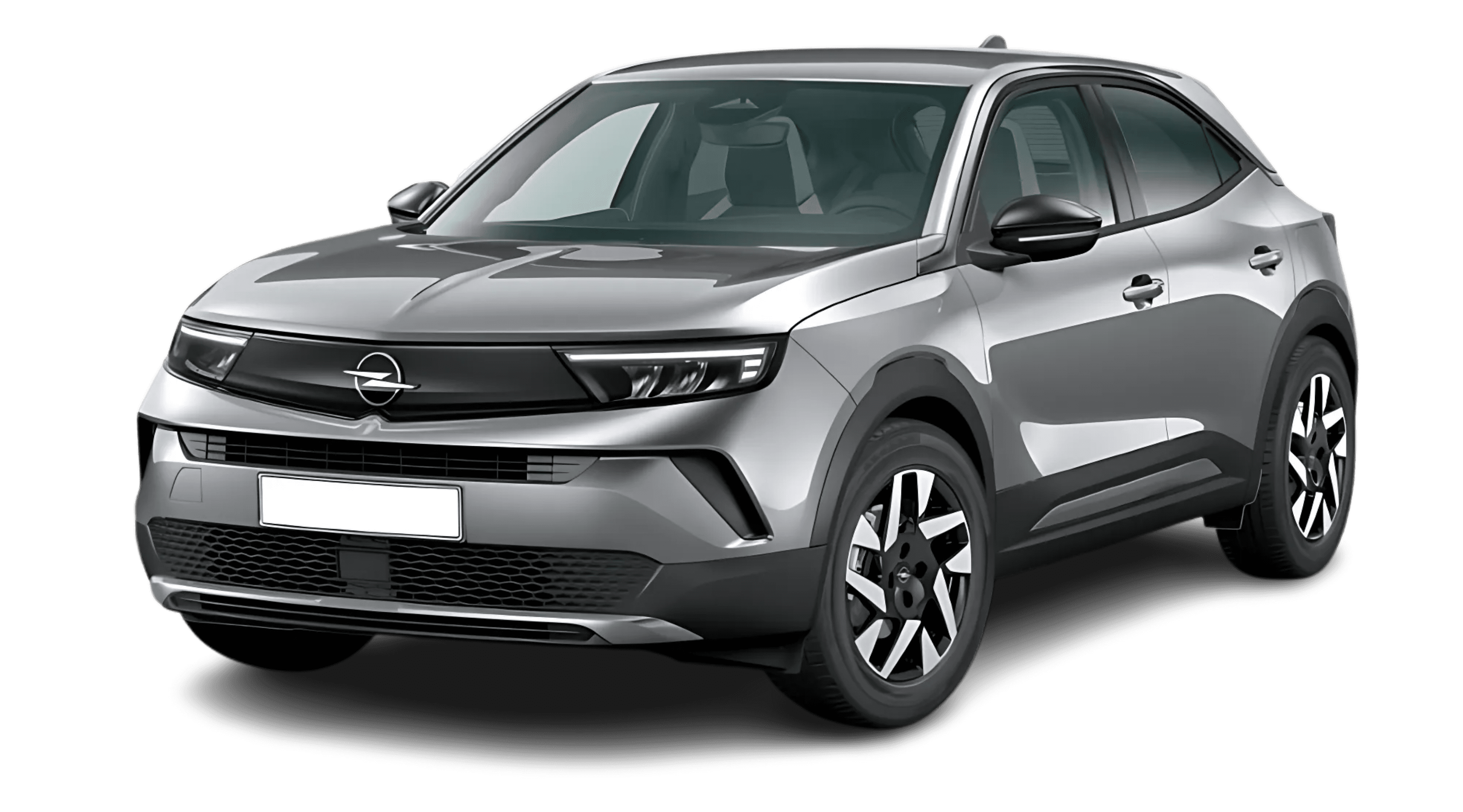 Schräge Frontansicht auf einen Opel Mokka, freigestellt
