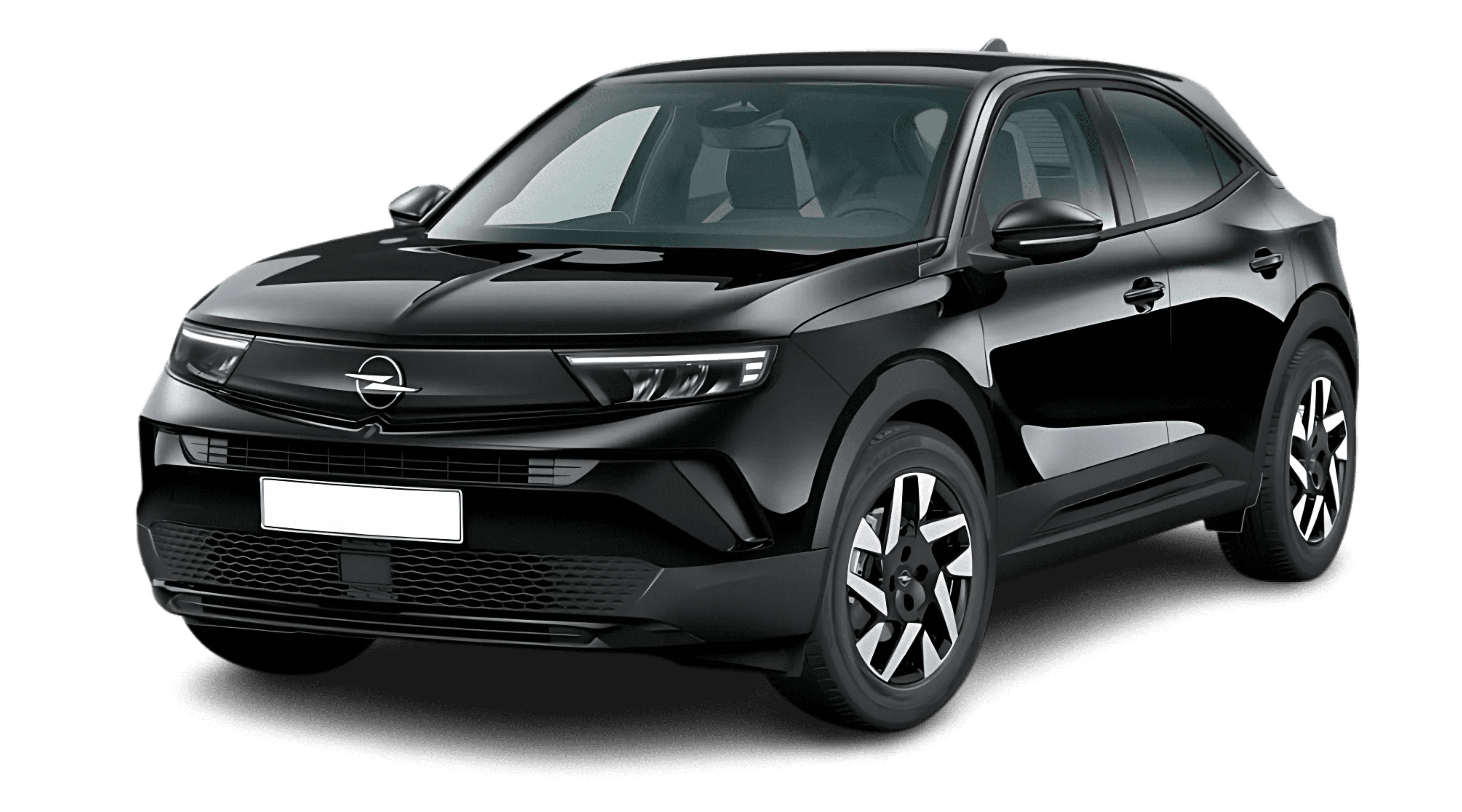 Schräge Frontansicht auf einen Opel Mokka, freigestellt
