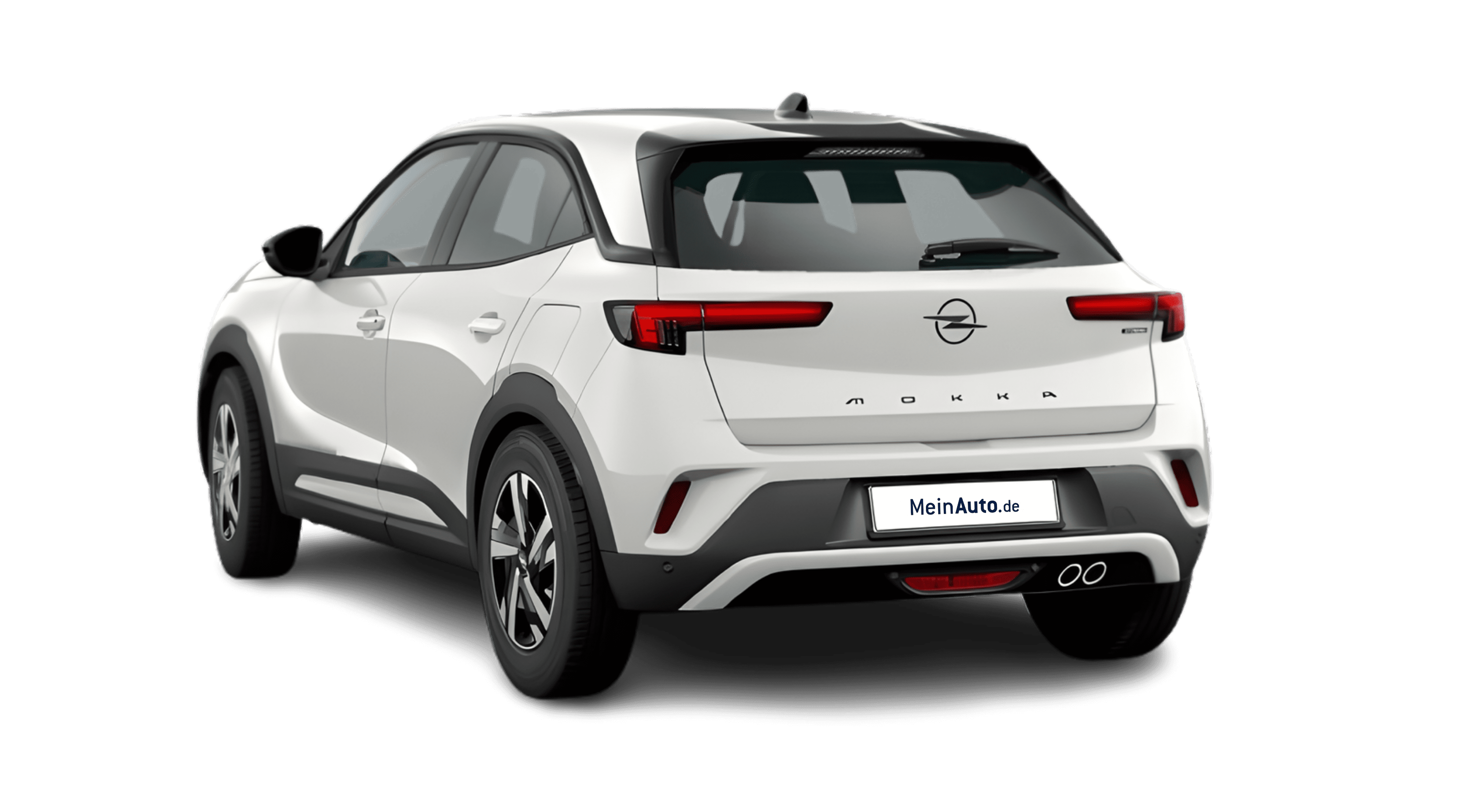 Schräge Heckansicht eines Opel Mokka, freigestellt