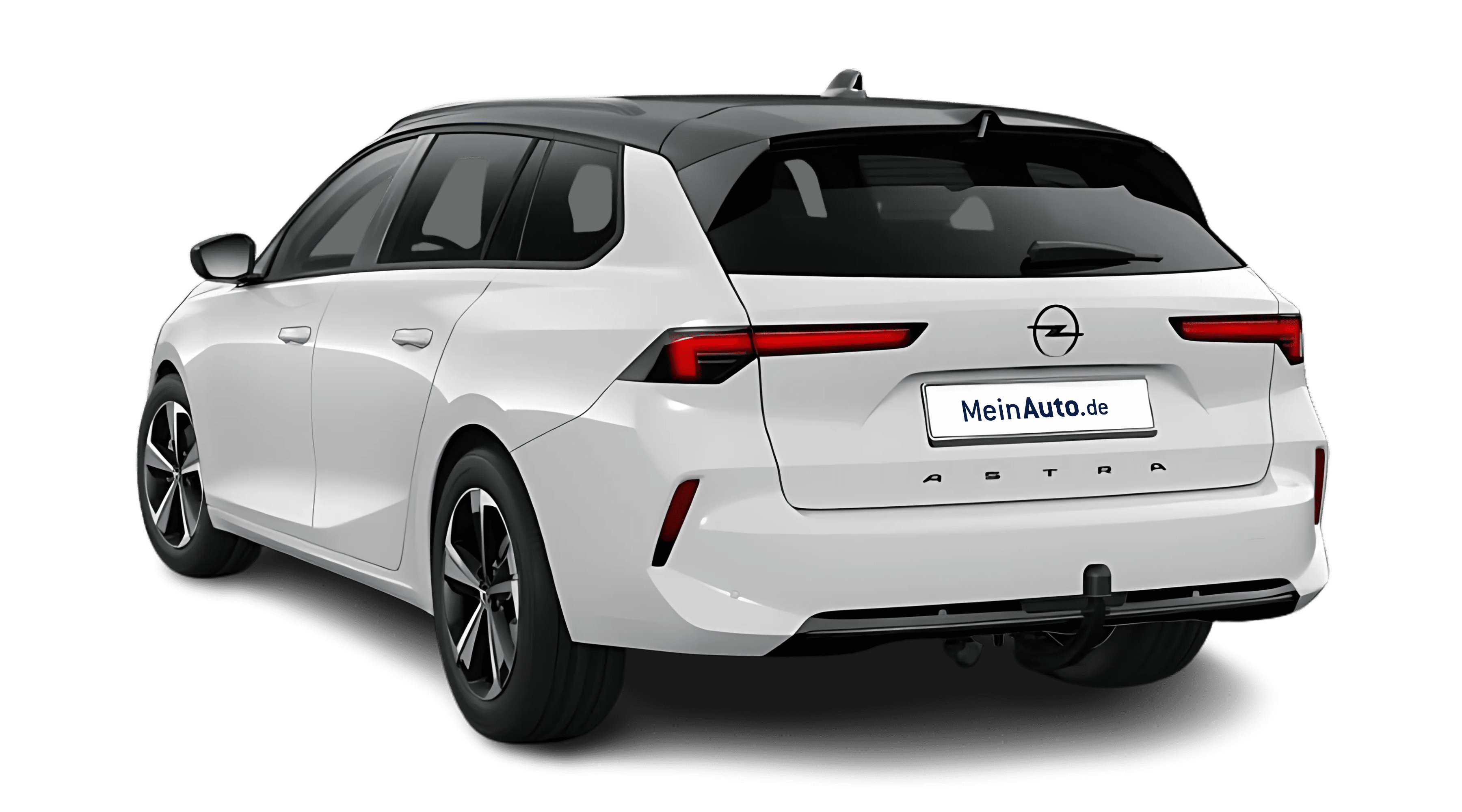 Schräge Heckansicht auf einen Opel Astra, freigestellt
