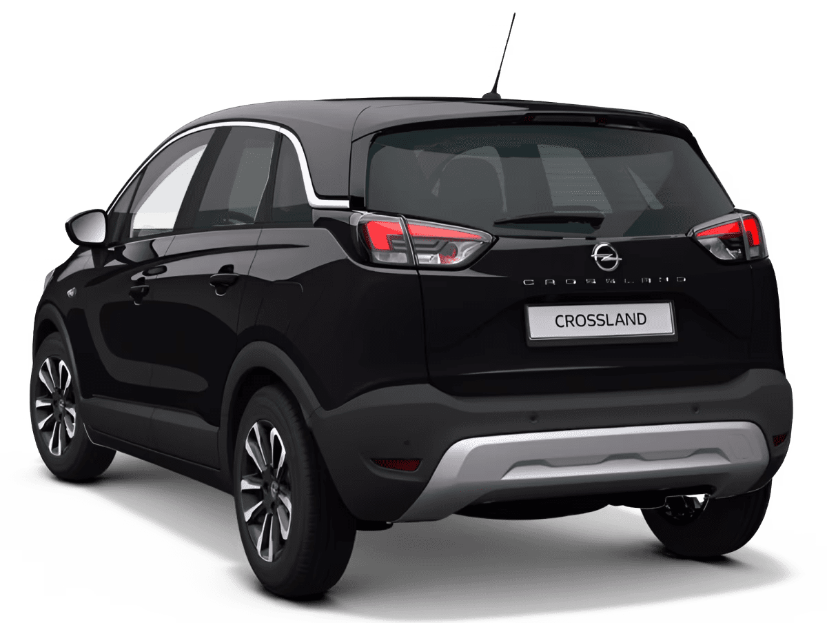 Schräge Heckansicht auf einen Opel Crossland, freigestellt