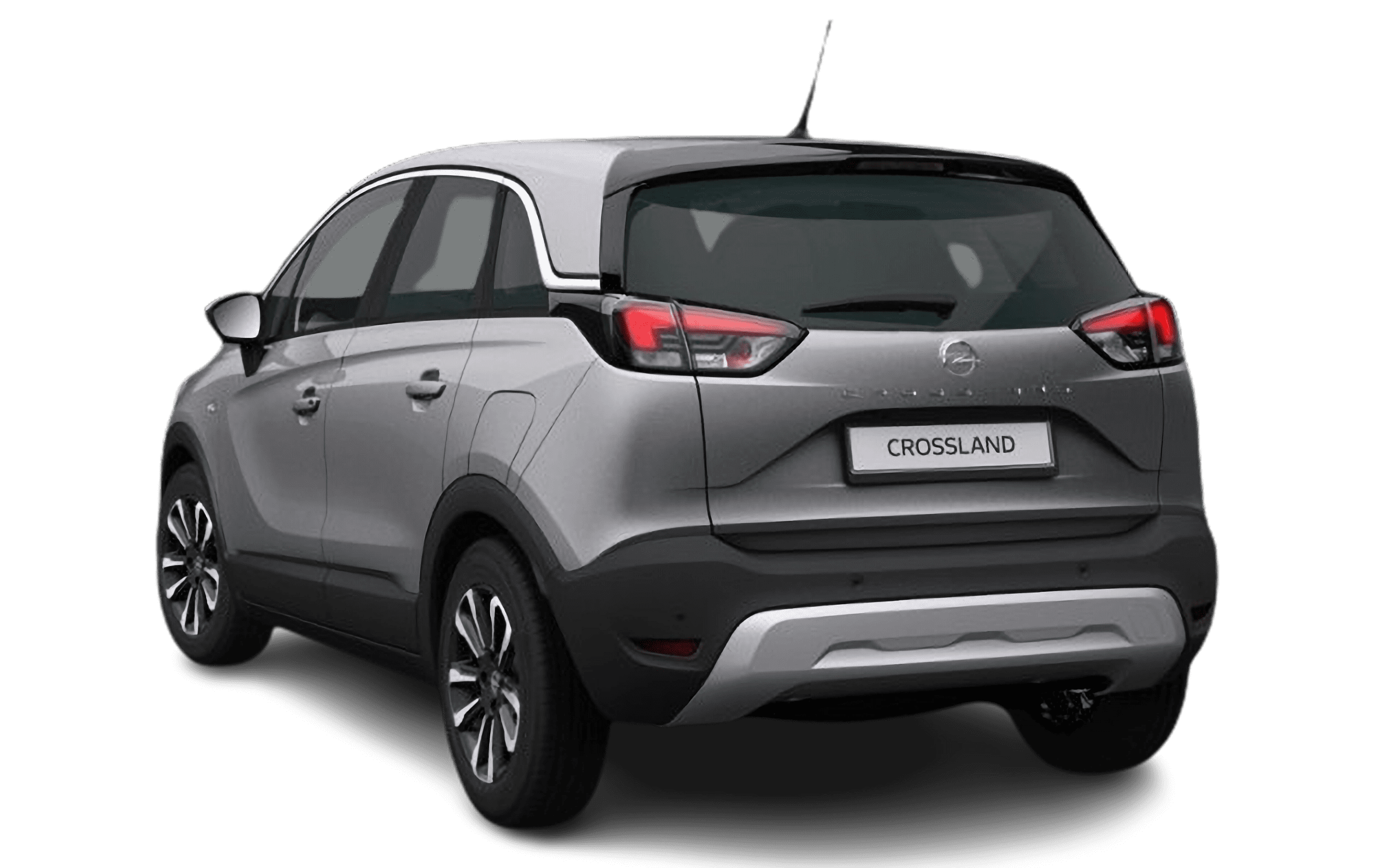 Schräge Heckansicht auf einen Opel Crossland, freigestellt