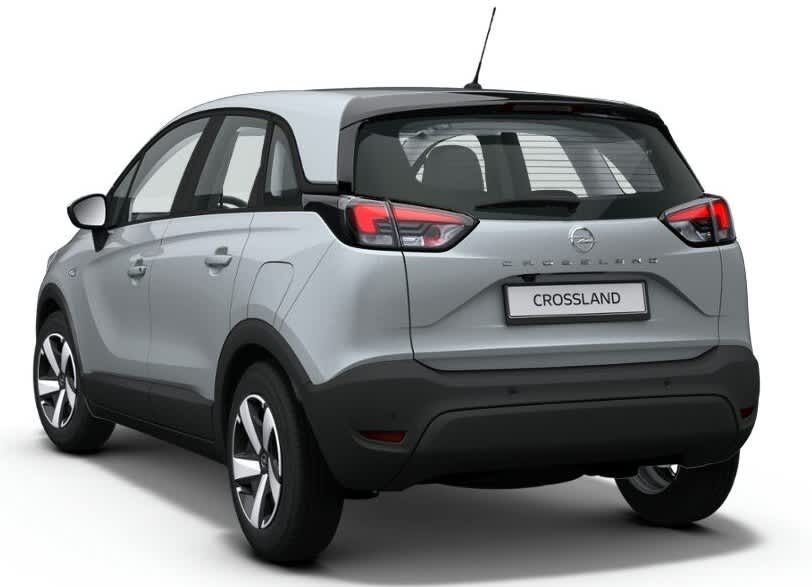 Schräge Heckansicht auf einen Opel Crossland, freigestellt