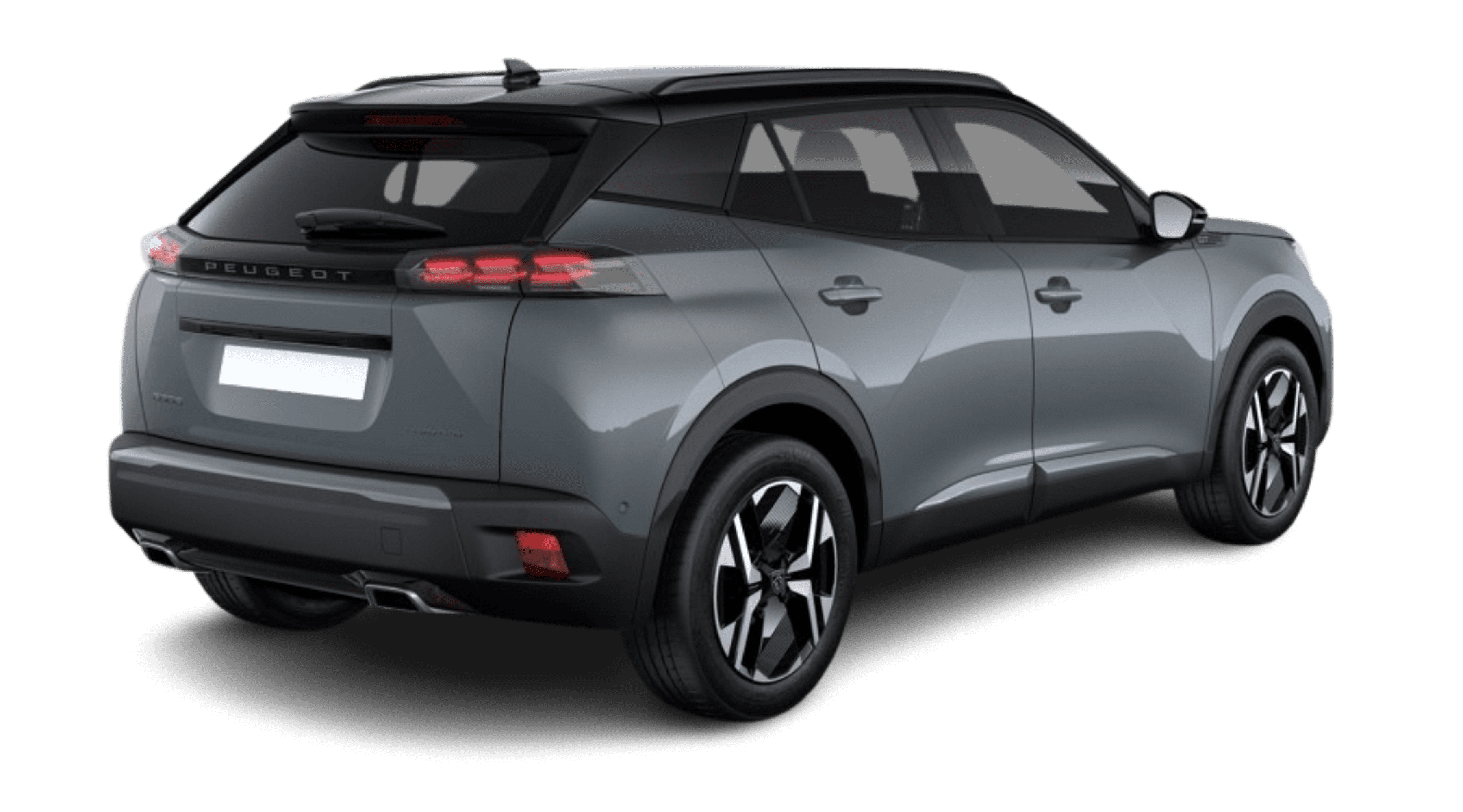 Schräge Heckansicht eines Peugeot 2008, freigestellt