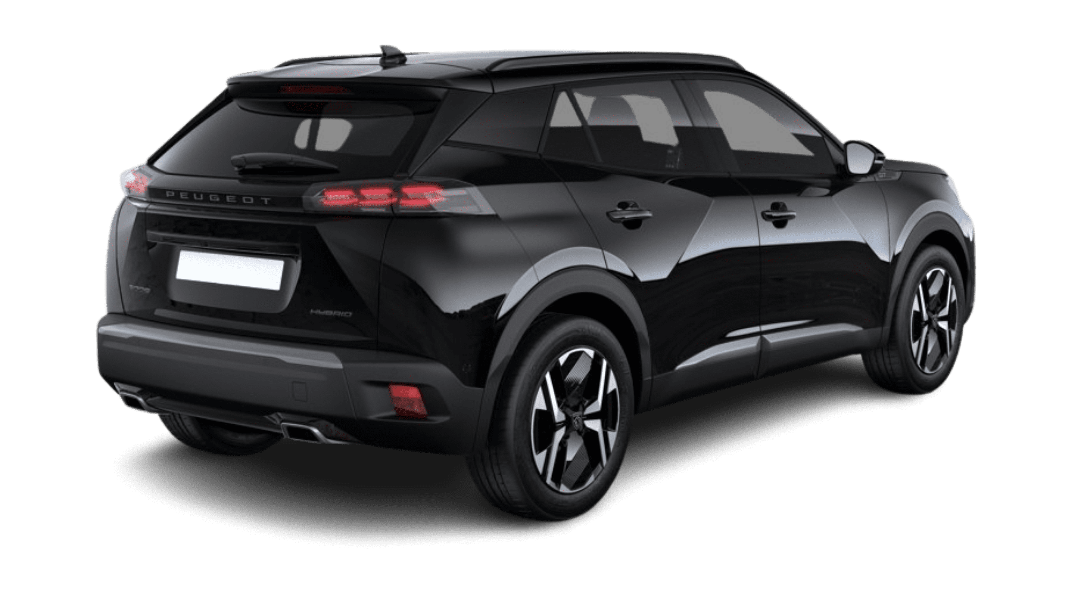 Schräge Heckansicht eines Peugeot 2008, freigestellt