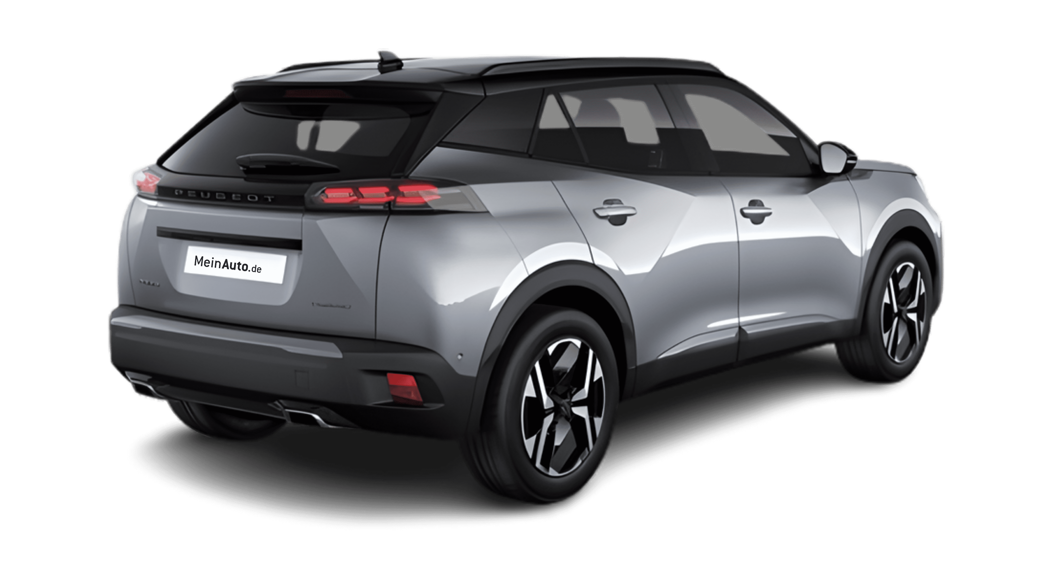 Schräge Heckansicht eines Peugeot 2008, freigestellt