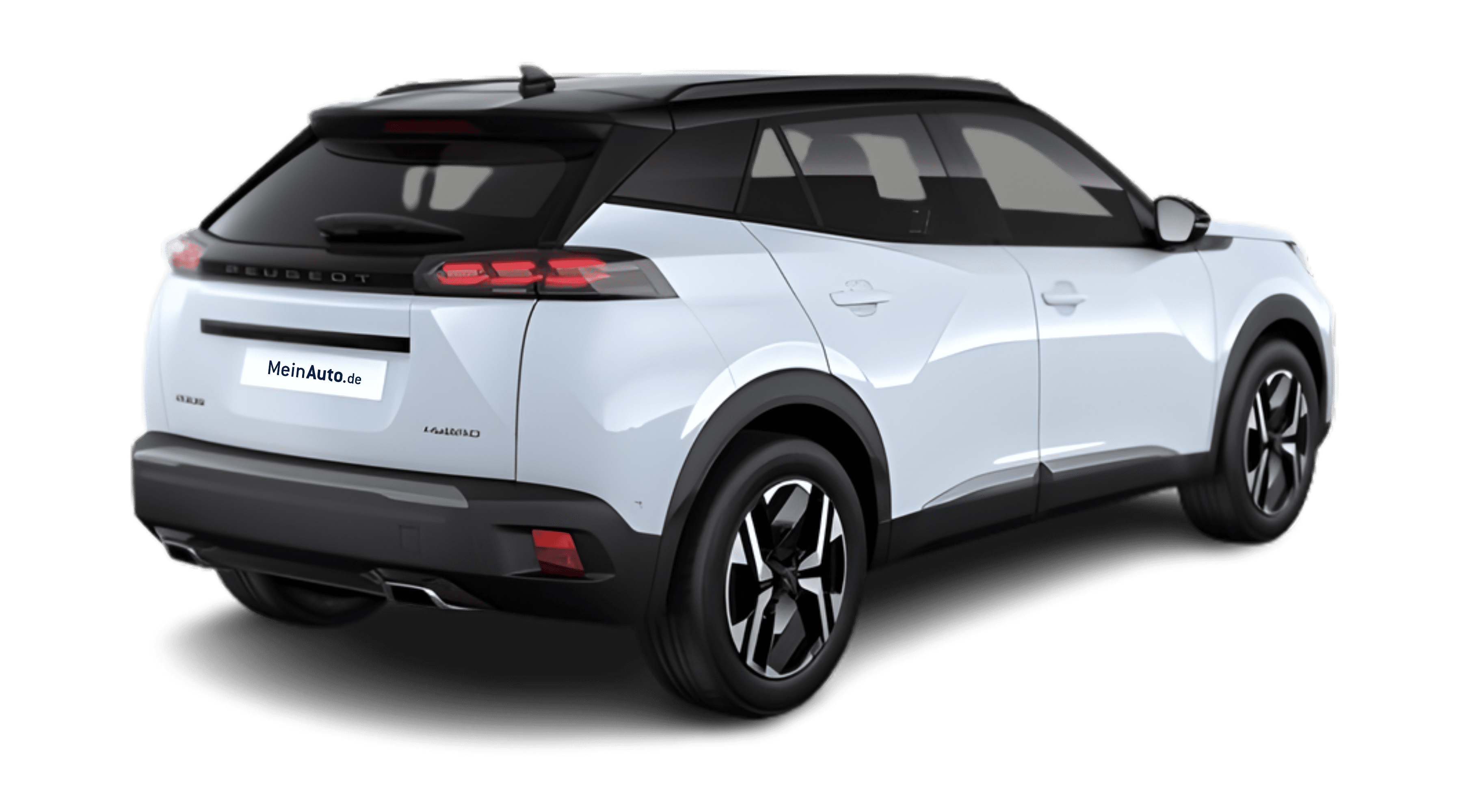 Schräge Heckansicht eines Peugeot 2008, freigestellt