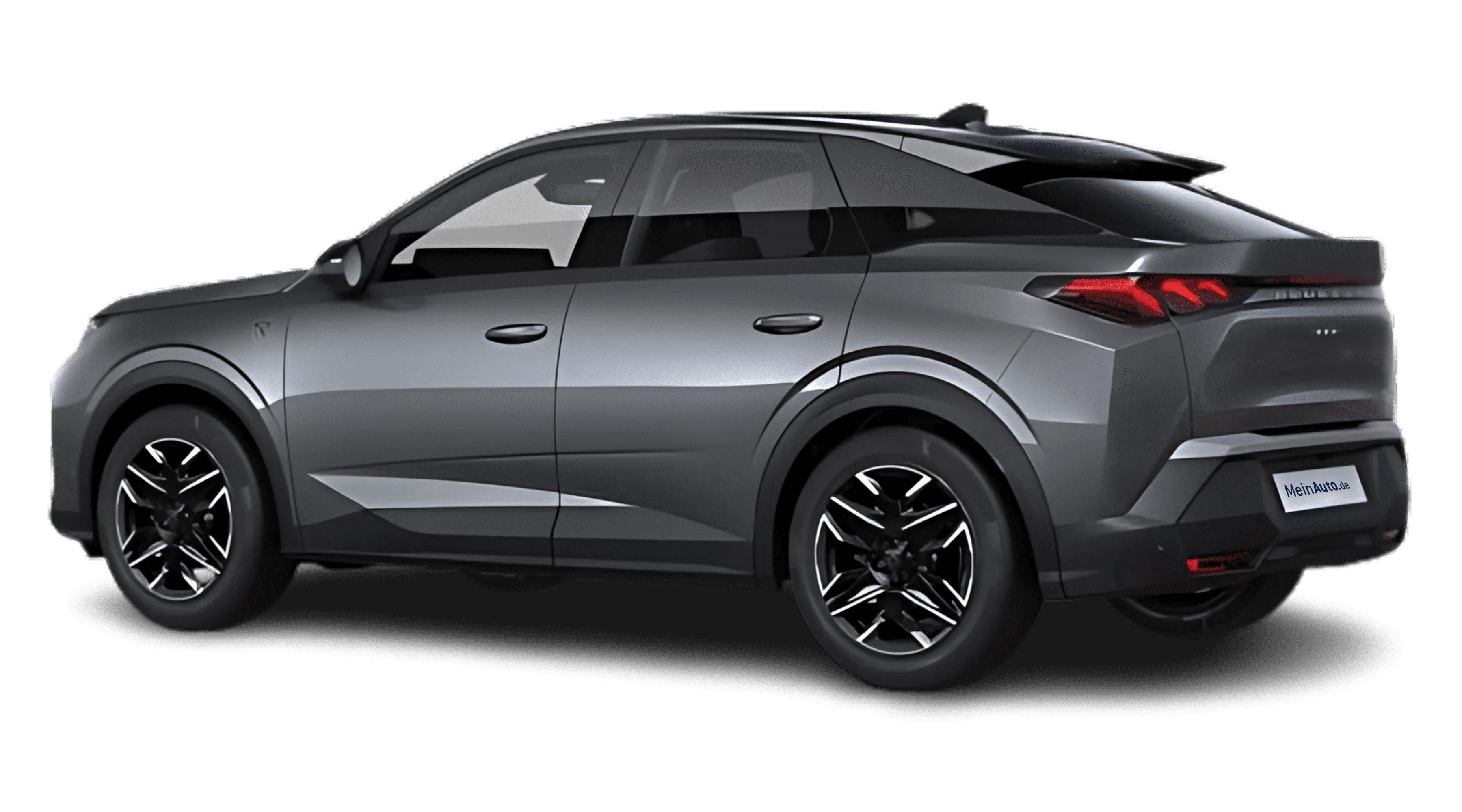 Schräge Heckansicht auf einen Peugeot 3008, freigestellt