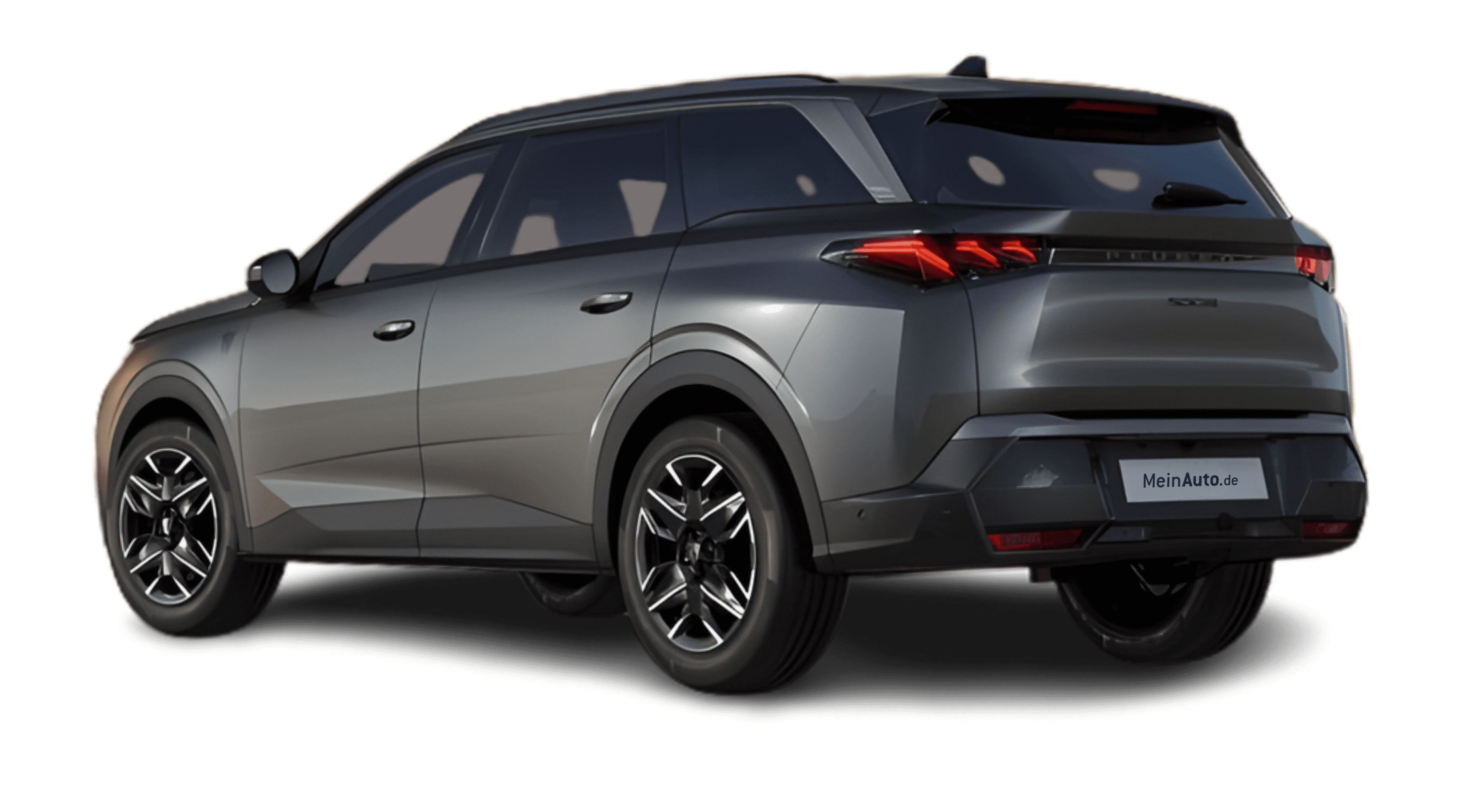 Schräge Heckansicht eines Peugeot 5008, freigestellt