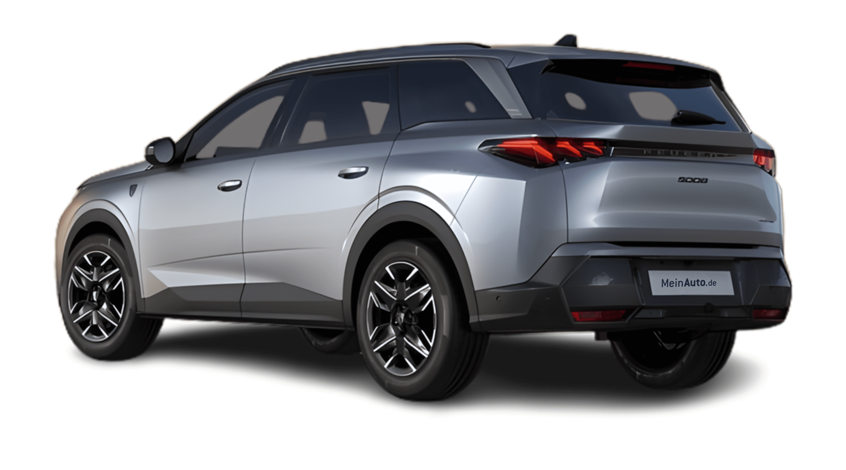 Schräge Heckansicht eines Peugeot 5008, freigestellt