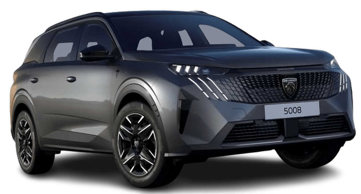 Schräge Frontansicht auf einen Peugeot 5008, freigestellt