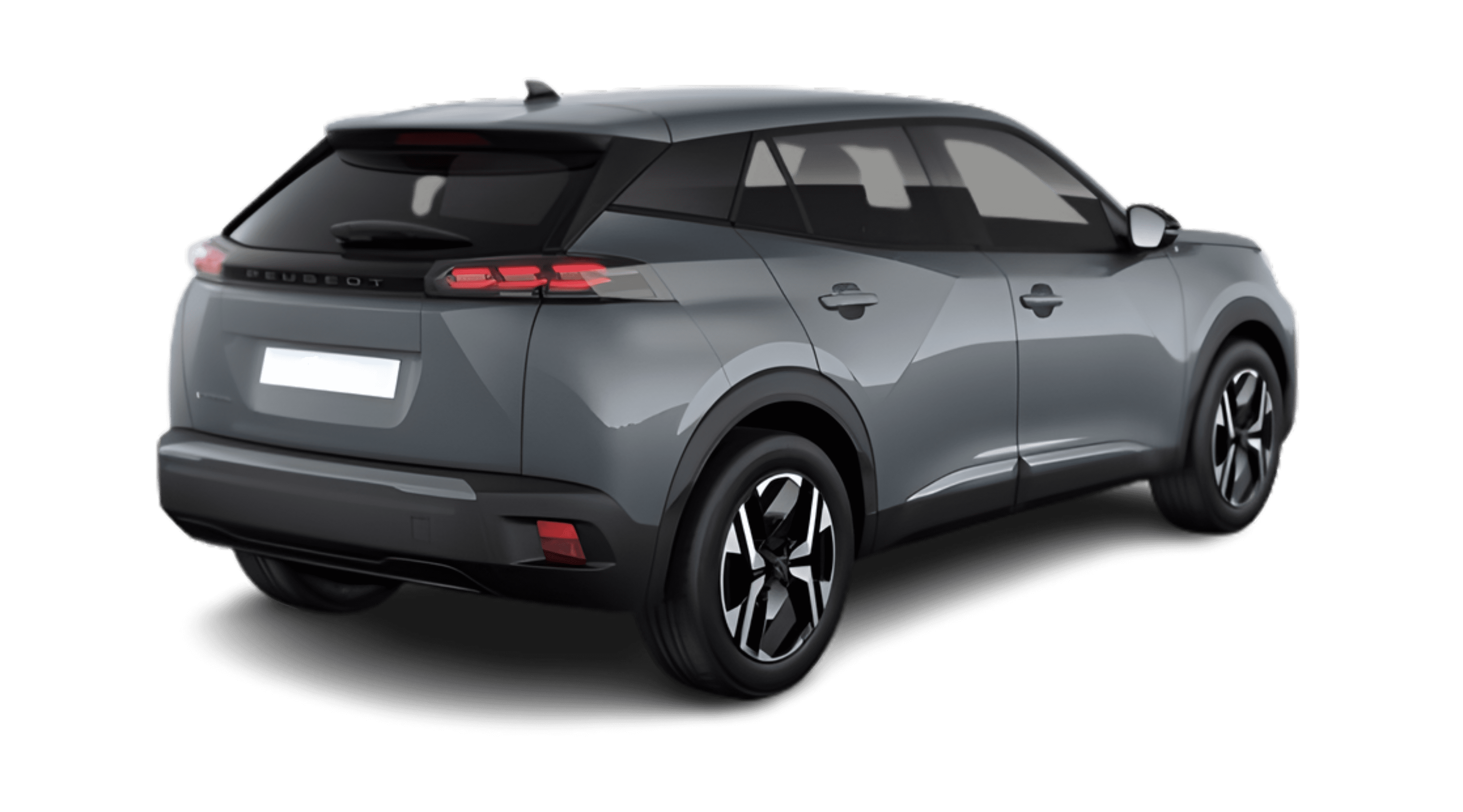 Schräge Heckansicht eines Peugeot 2008, freigestellt