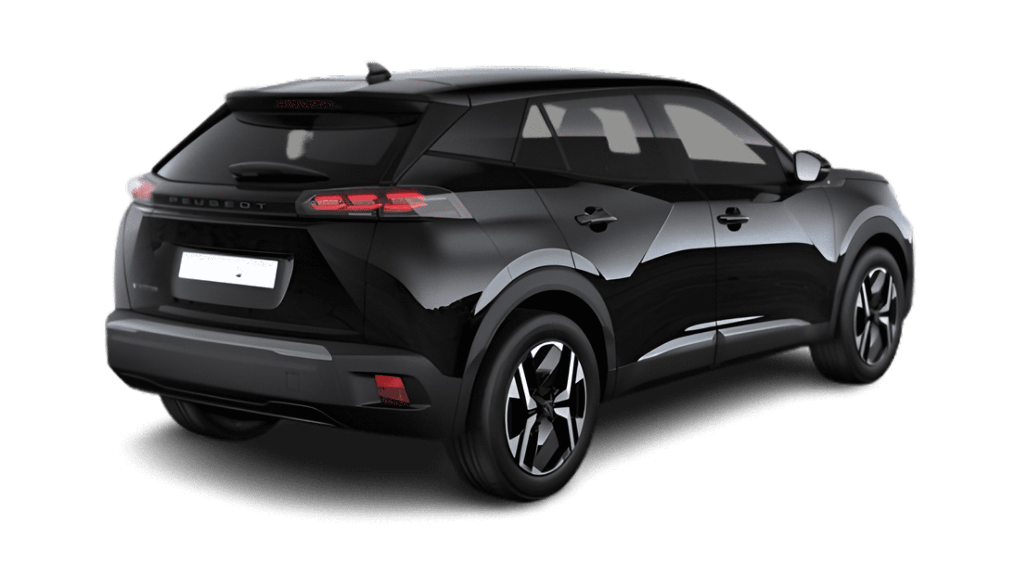 Schräge Heckansicht eines Peugeot 2008, freigestellt