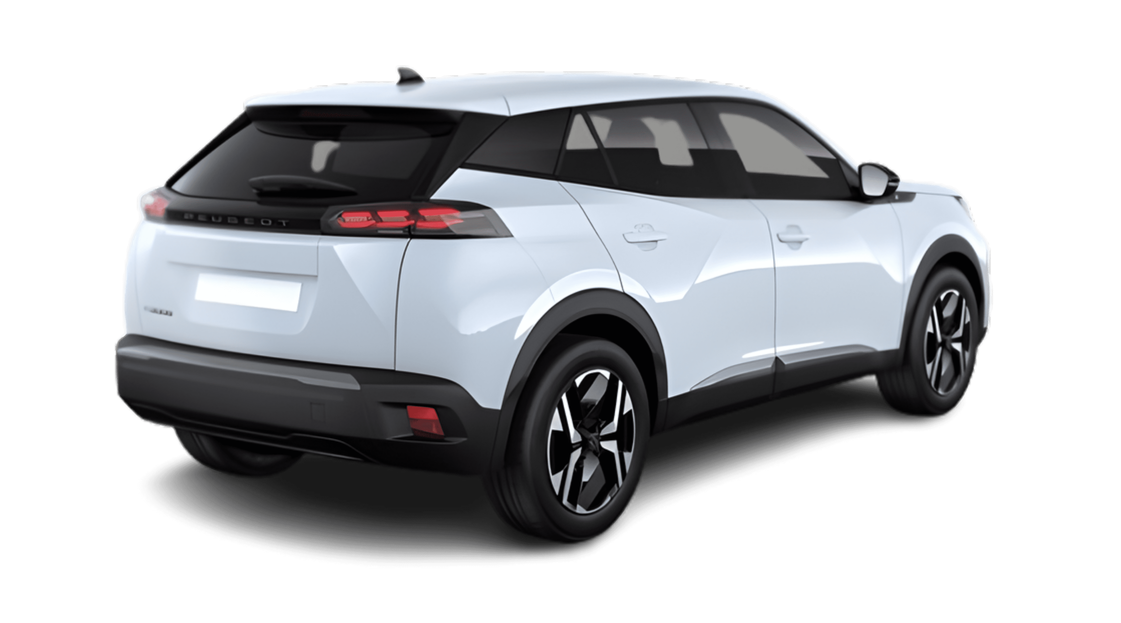 Schräge Heckansicht eines Peugeot 2008, freigestellt