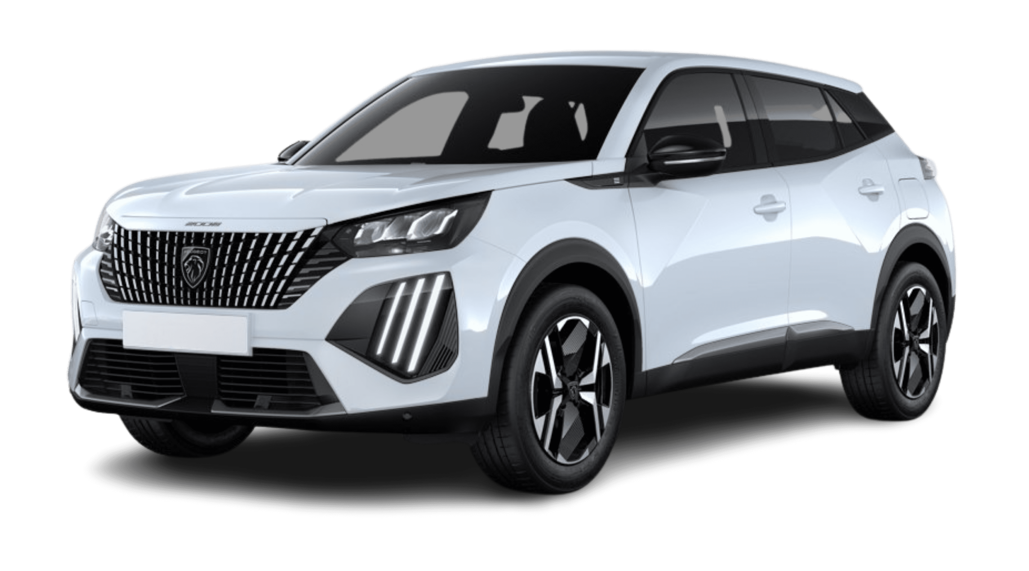 Schräge Frontansicht eines Peugeot 2008, freigestellt