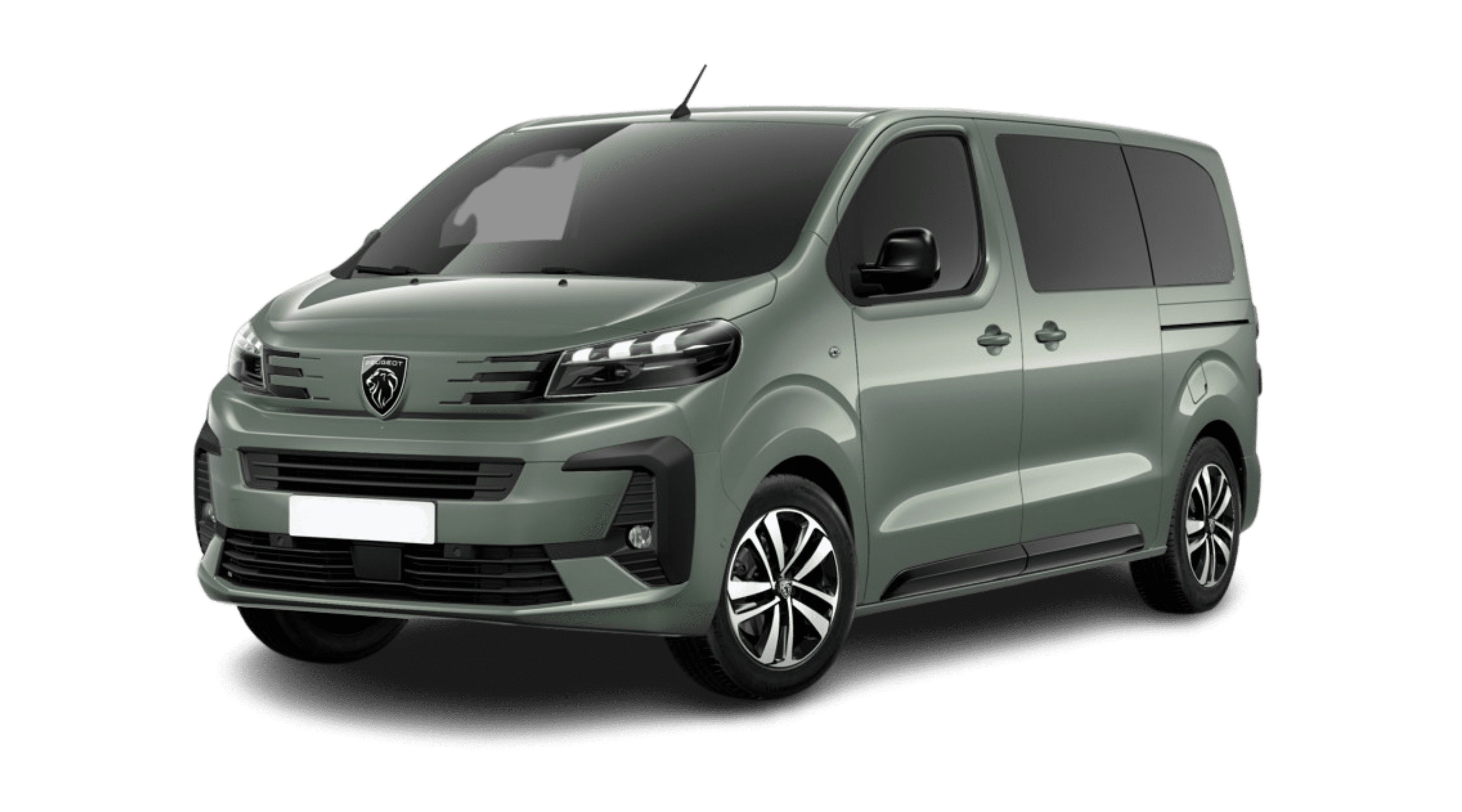 Schräge Frontansicht eines Peugeot Traveller, freigestellt
