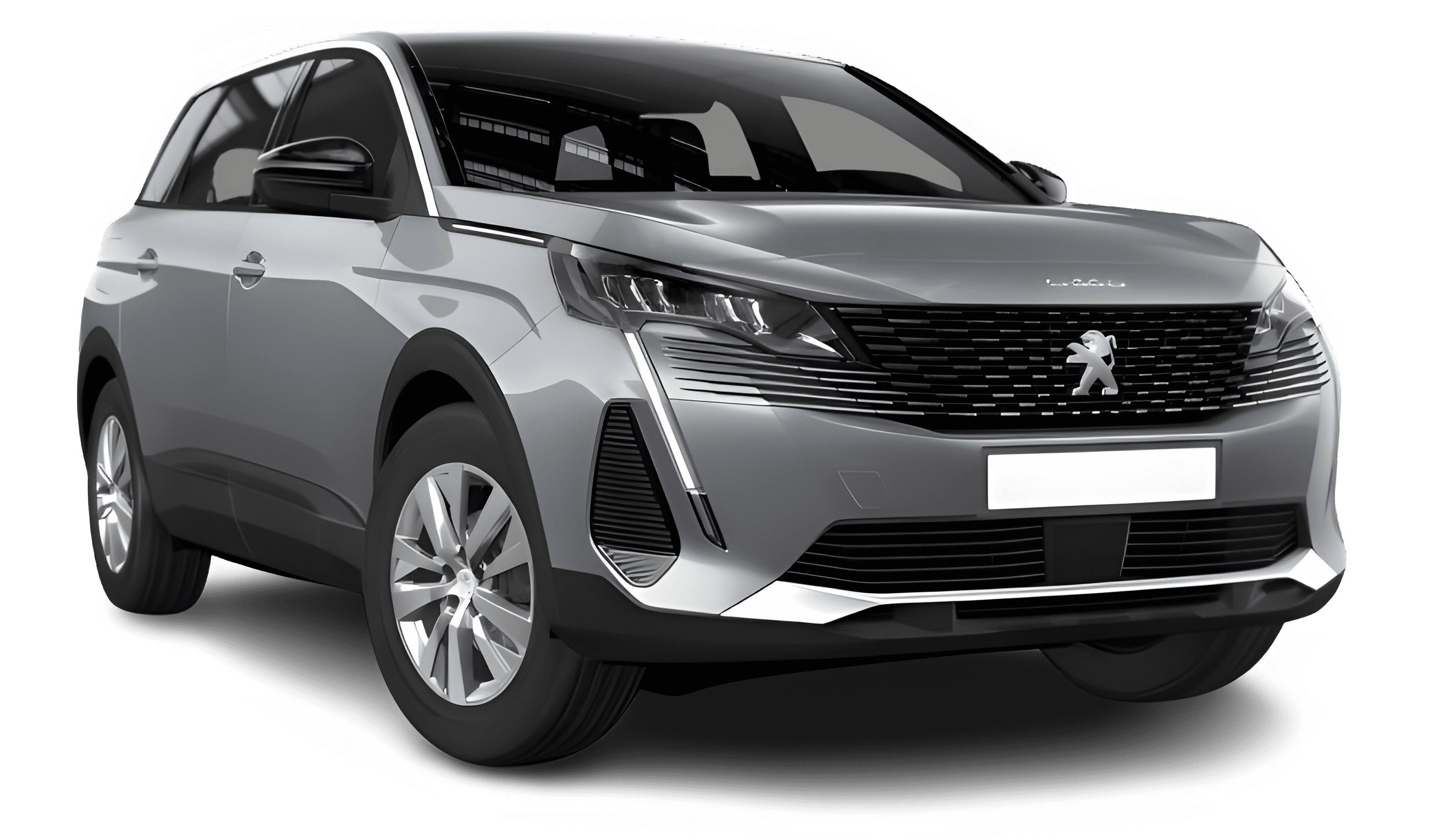 Schräge Frontansicht auf einen Peugeot 5008, freigestellt