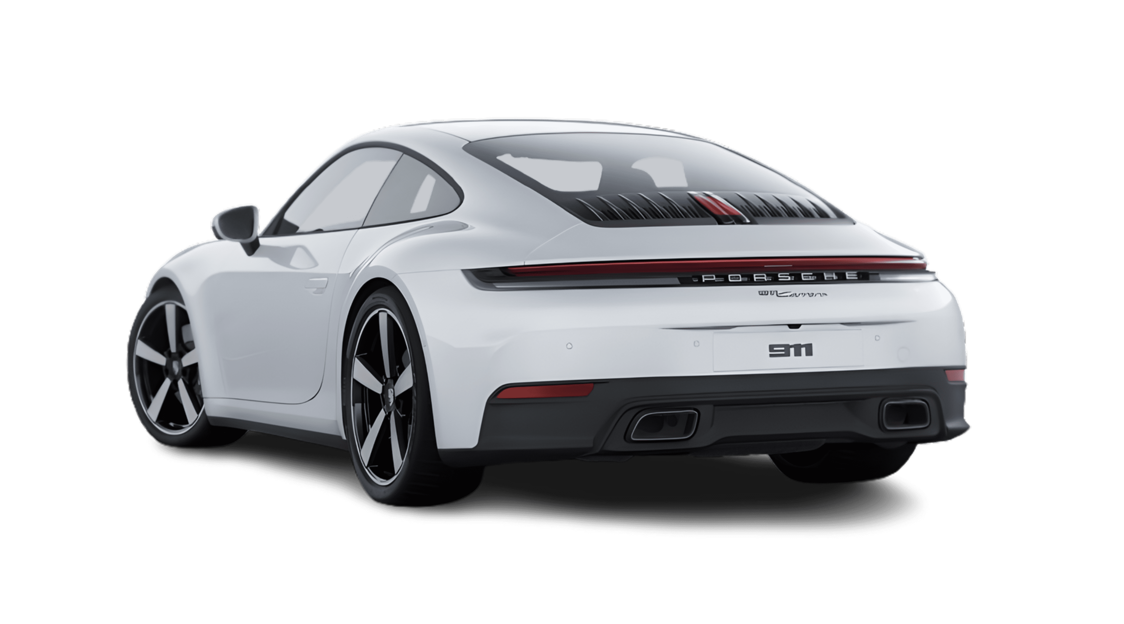 Schräge Heckansicht eines Porsche 911, freigestellt