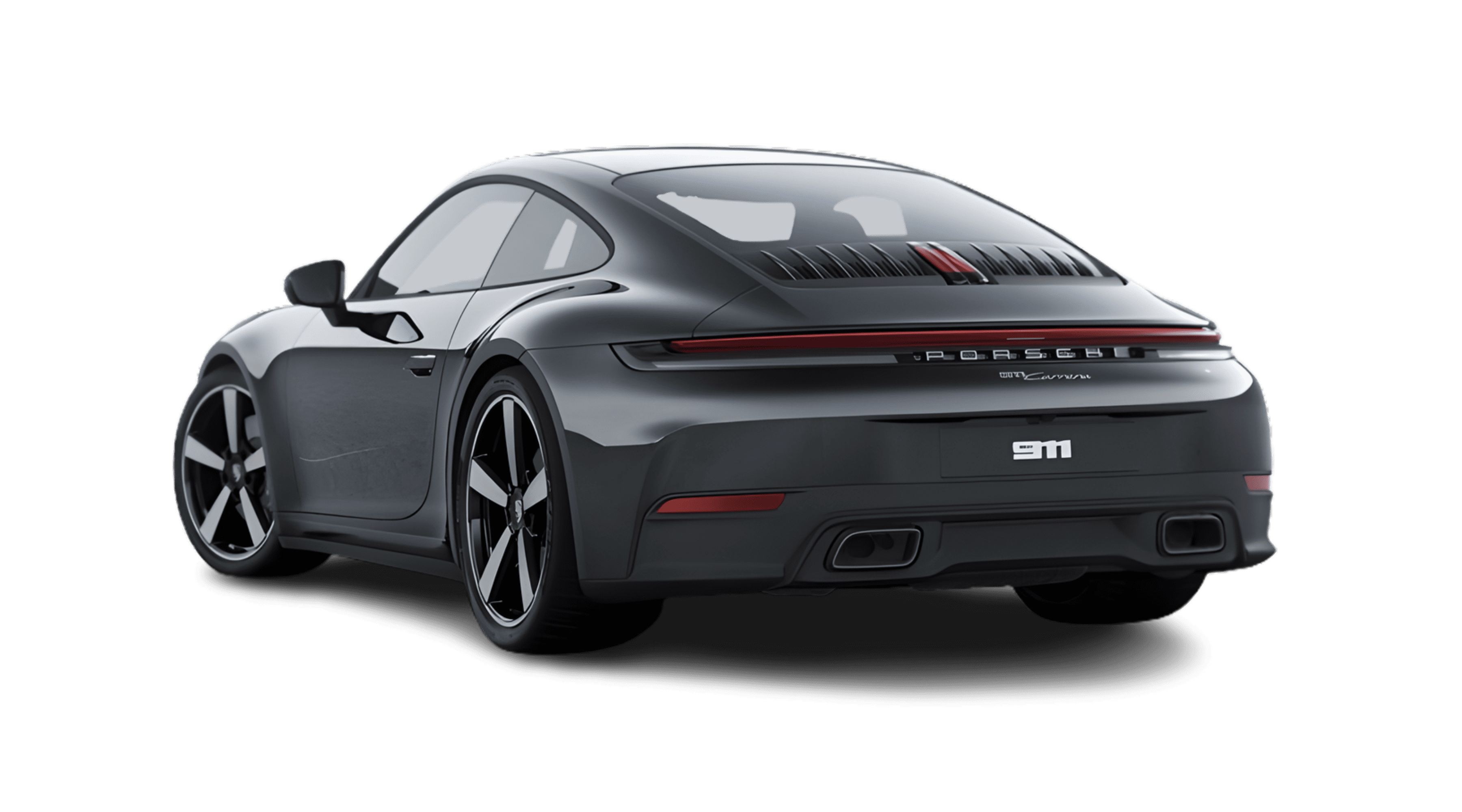 Schräge Heckansicht eines Porsche 911, freigestellt