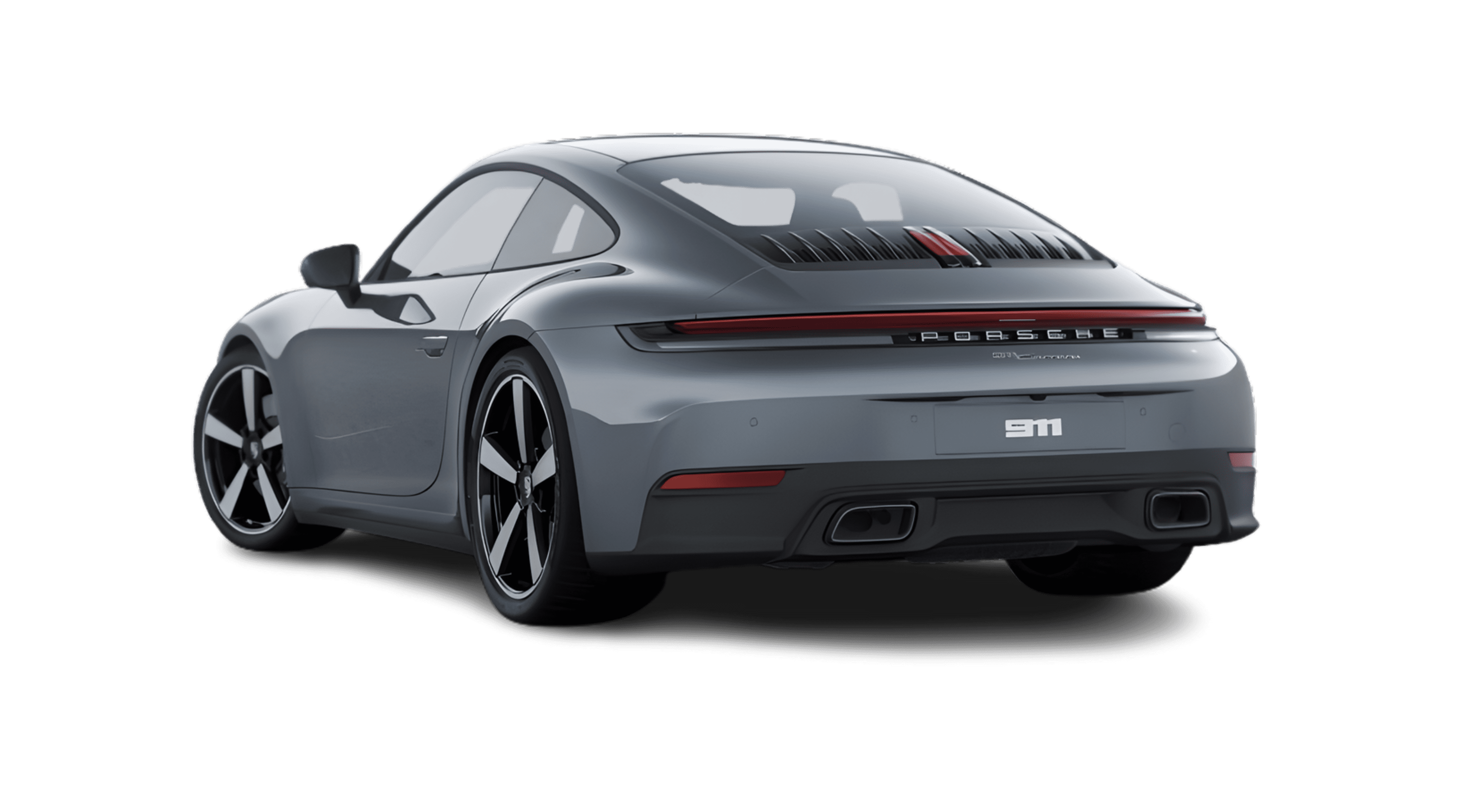 Schräge Heckansicht eines Porsche 911, freigestellt