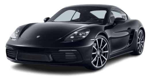 Schräge Frontansicht auf einen Porsche 718, freigestellt