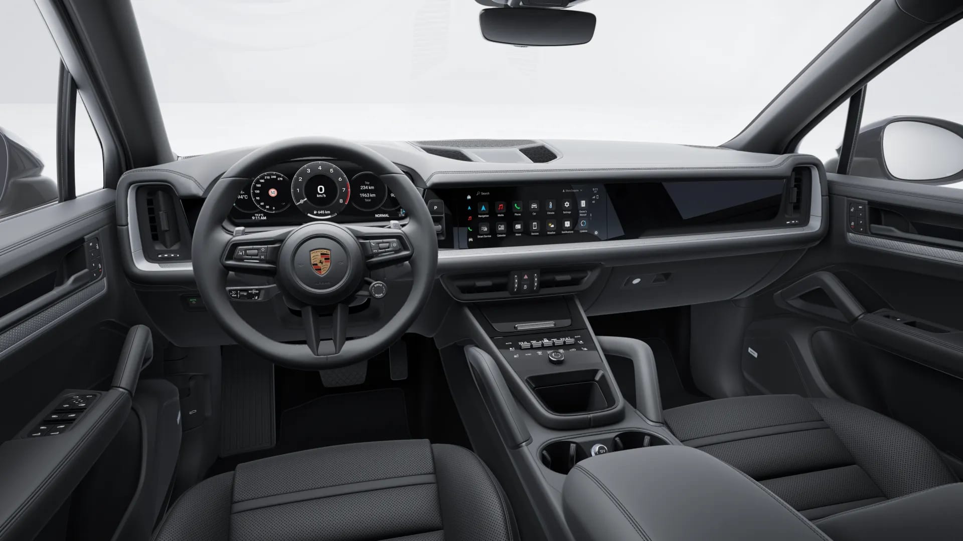 Ansicht des Armaturenbretts eines Porsche Cayenne