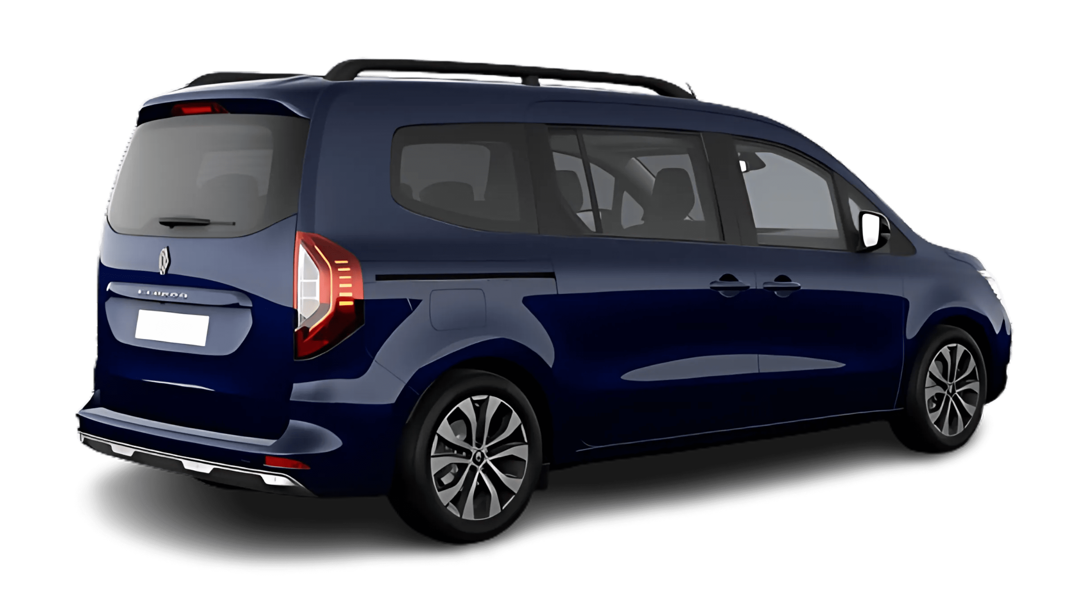 Schräge Heckansicht auf einen Renault Grand Kangoo, freigestellt