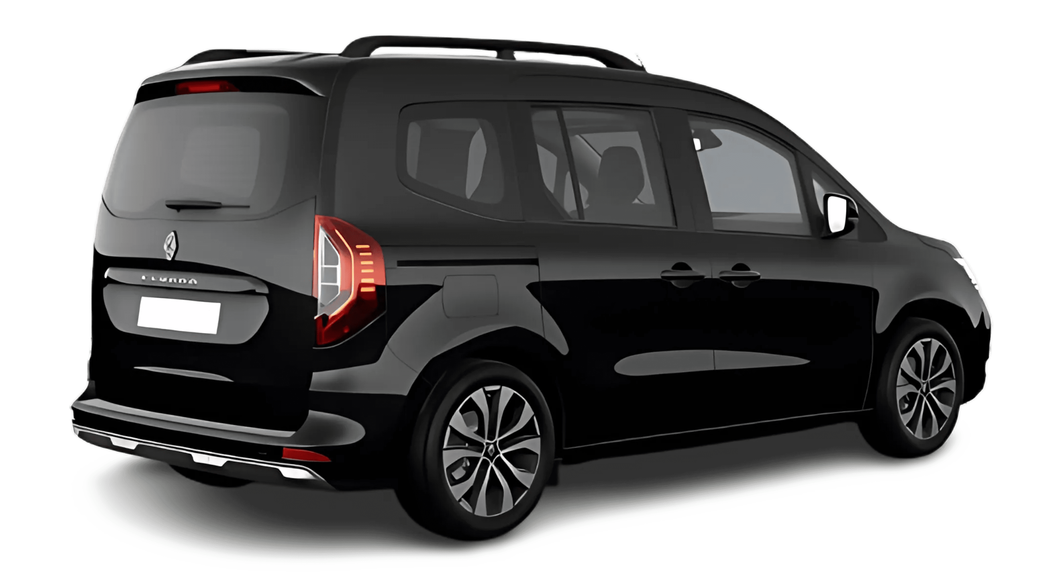 Schräge Heckansicht auf einen Renault Kangoo, freigestellt