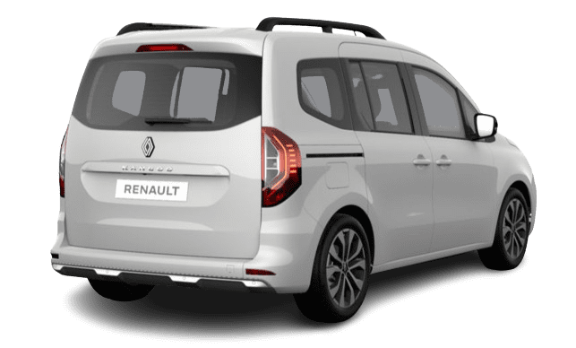 Schräge Heckansicht auf einen Renault Kangoo, freigestellt