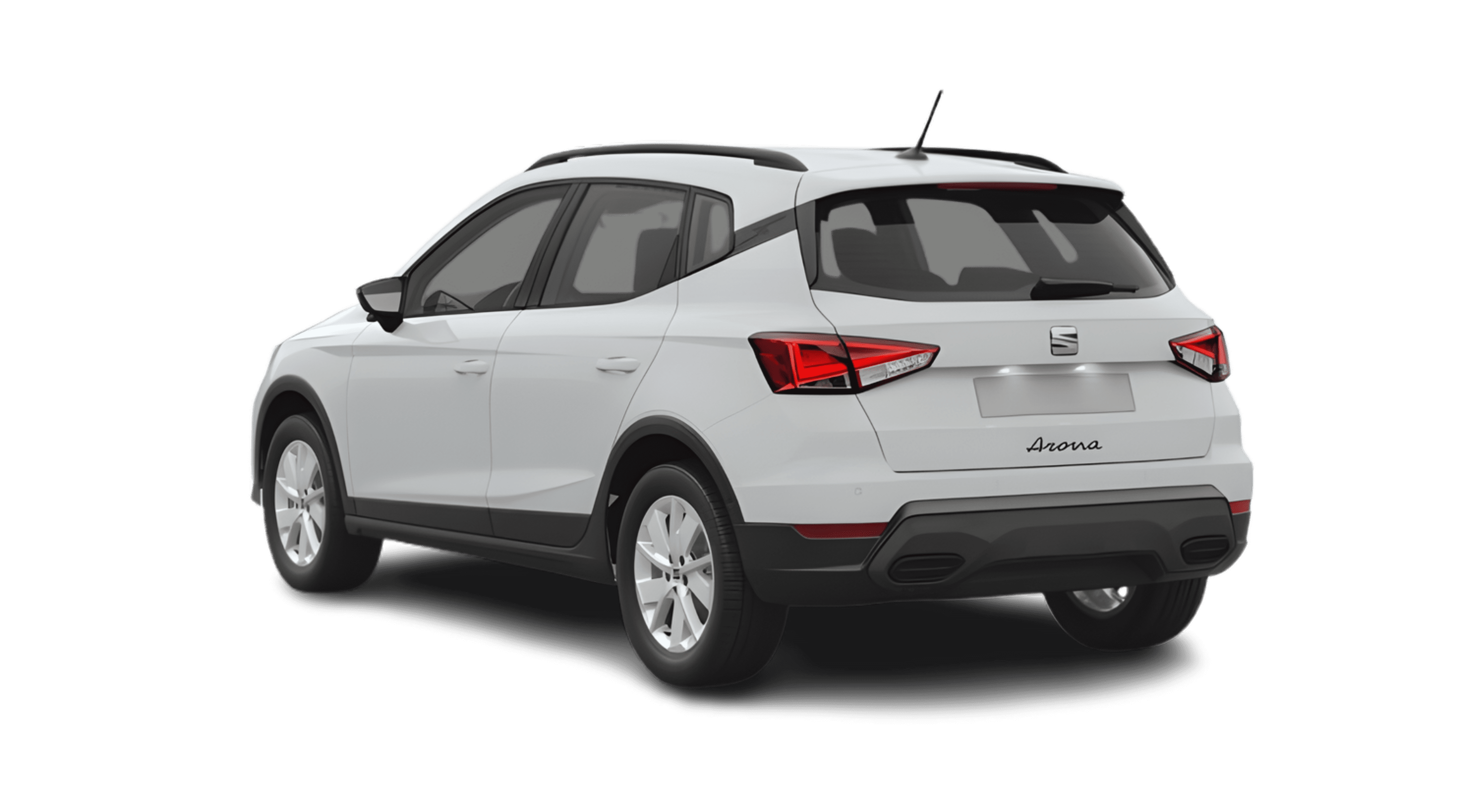 Schräge Heckansicht eines SEAT Arona, freigestellt