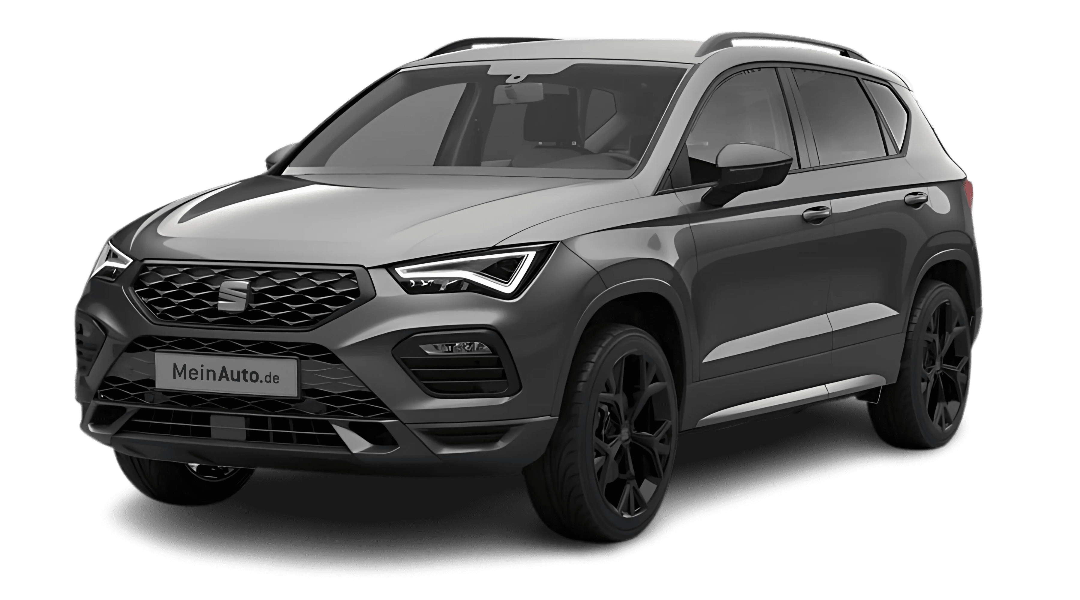 Schräge Frontansicht auf einen SEAT Ateca, freigestellt