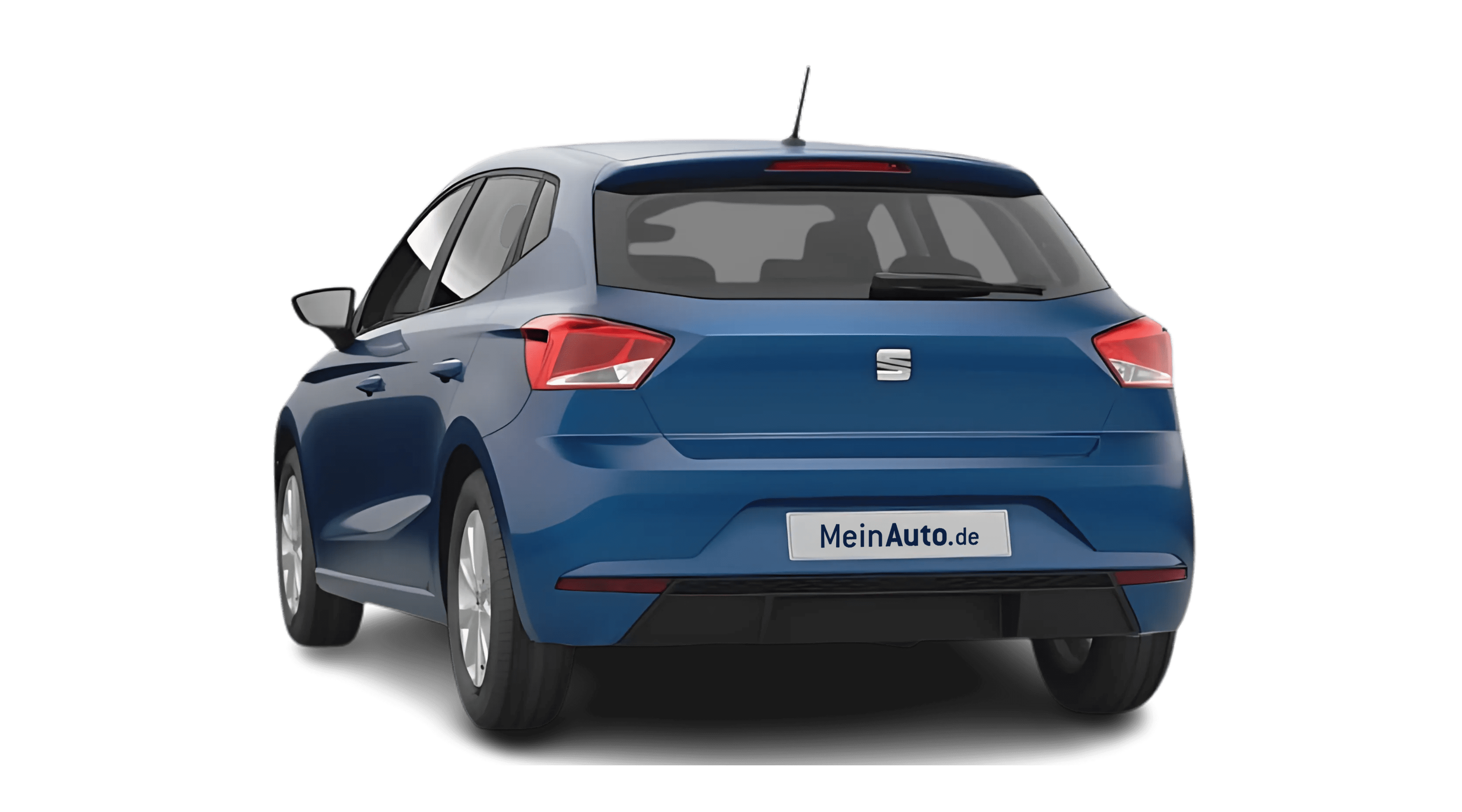 Schräge Heckansicht eines SEAT Ibiza, freigestellt