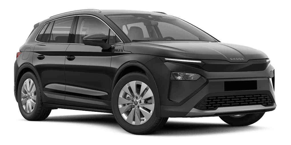 Schräge Frontansicht auf einen Skoda ELROQ, freigestellt