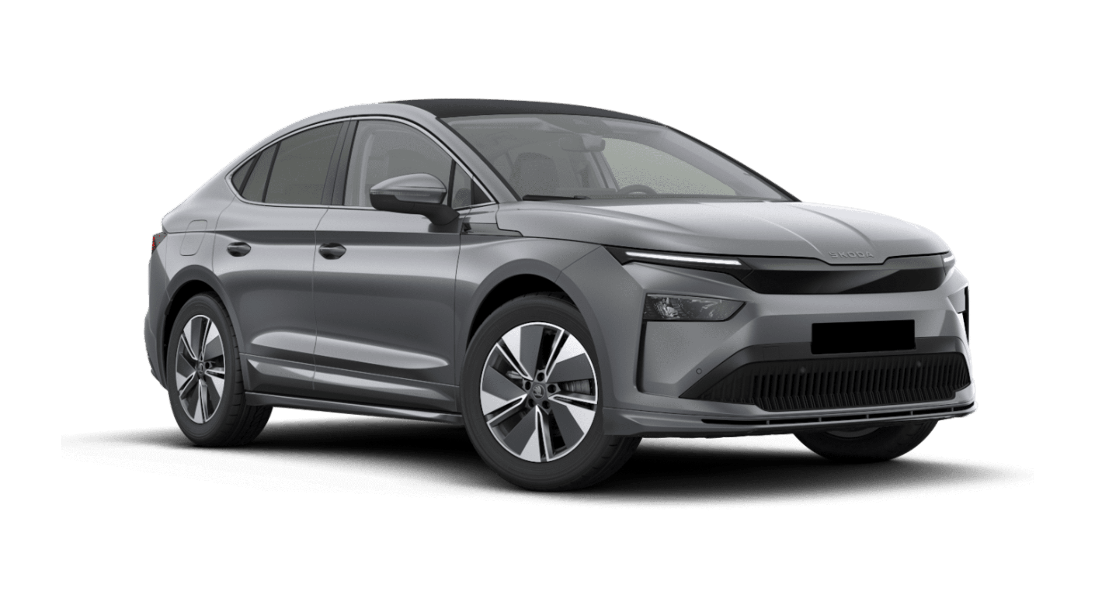 Schräge Frontansicht eines Skoda Enyaq Coupé, freigestellt
