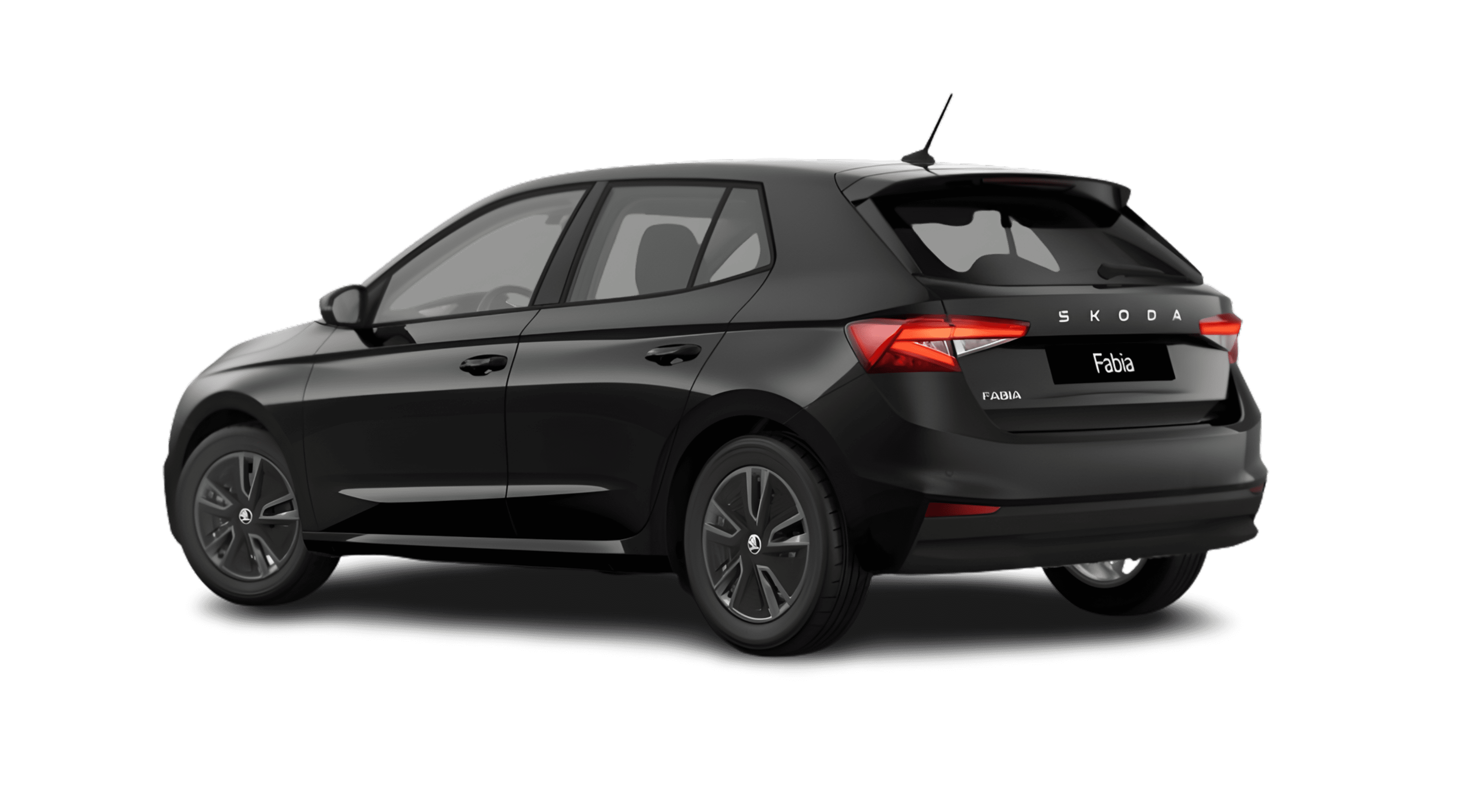 Schräge Heckansicht eines Skoda Fabia, freigestellt