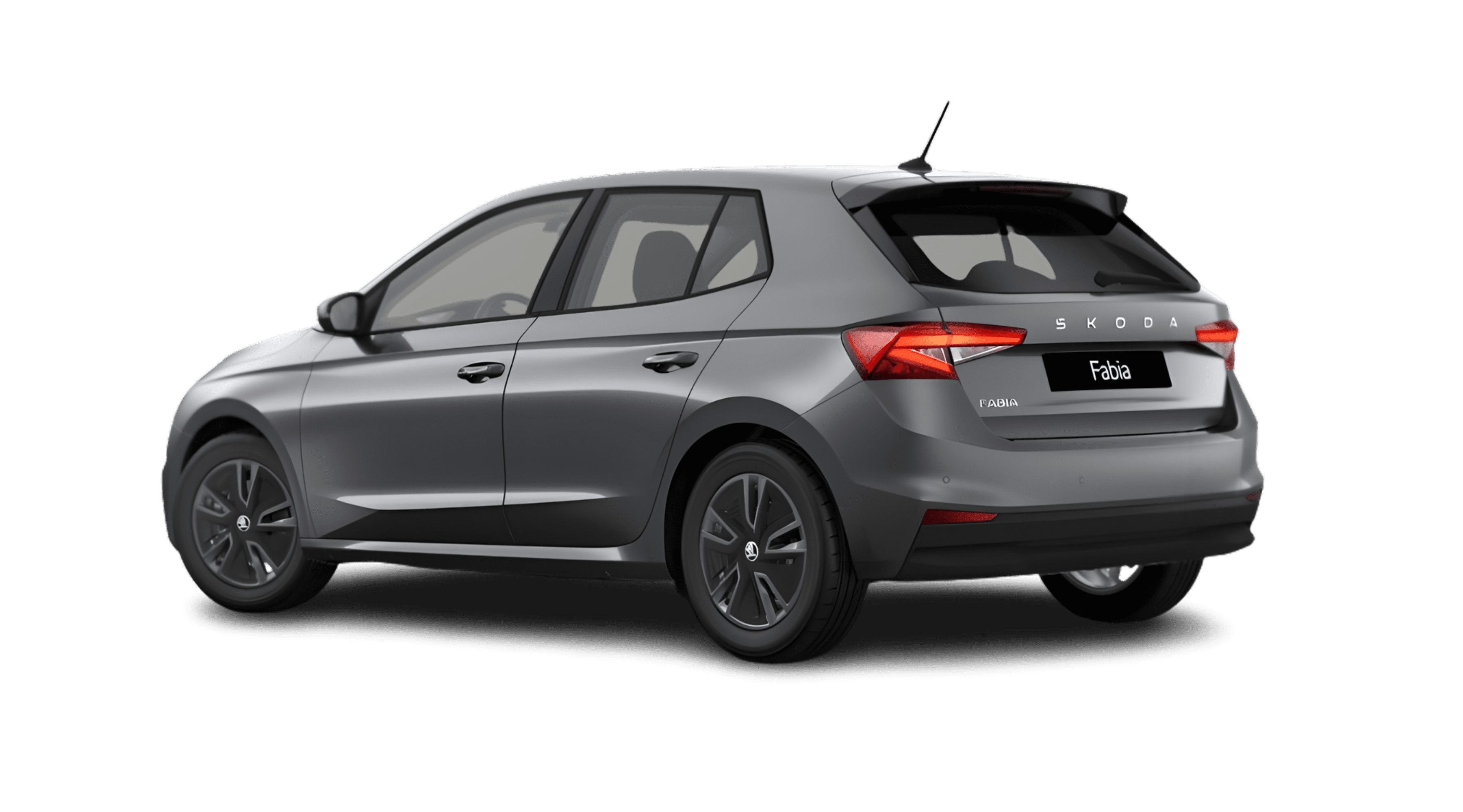 Schräge Heckansicht eines Skoda Fabia, freigestellt