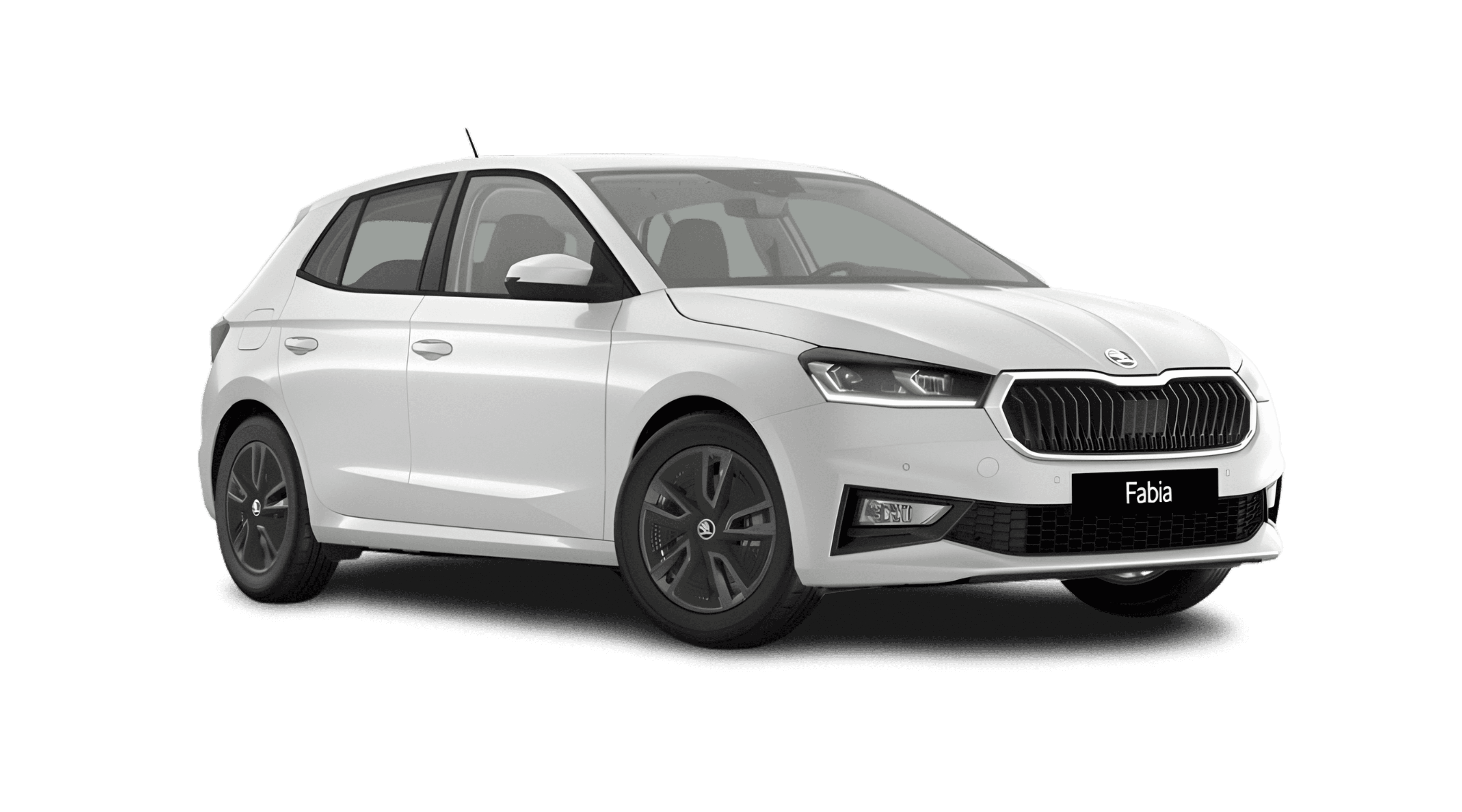 Schräge Frontansicht eines Skoda Fabia, freigestellt