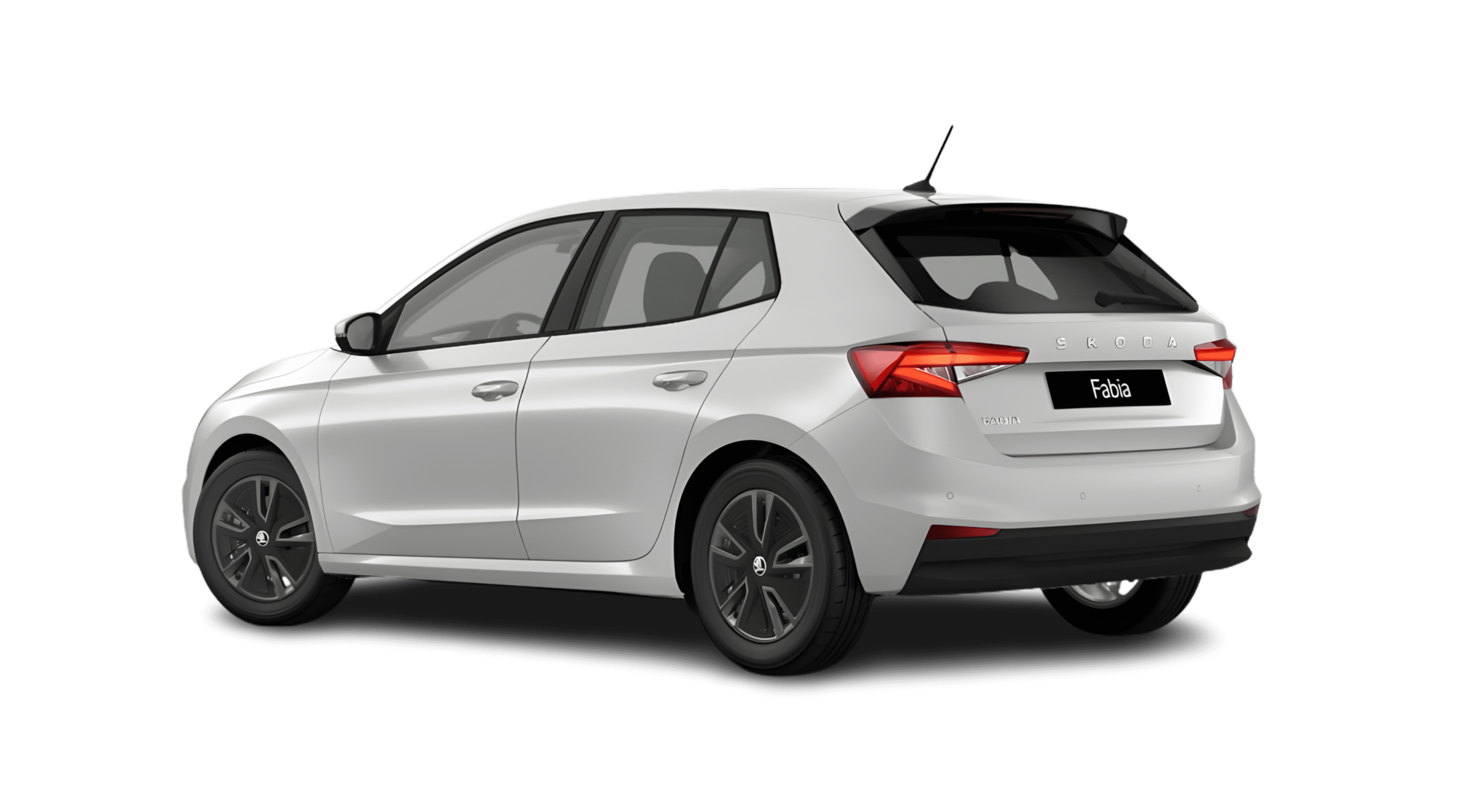 Schräge Heckansicht eines Skoda Fabia, freigestellt