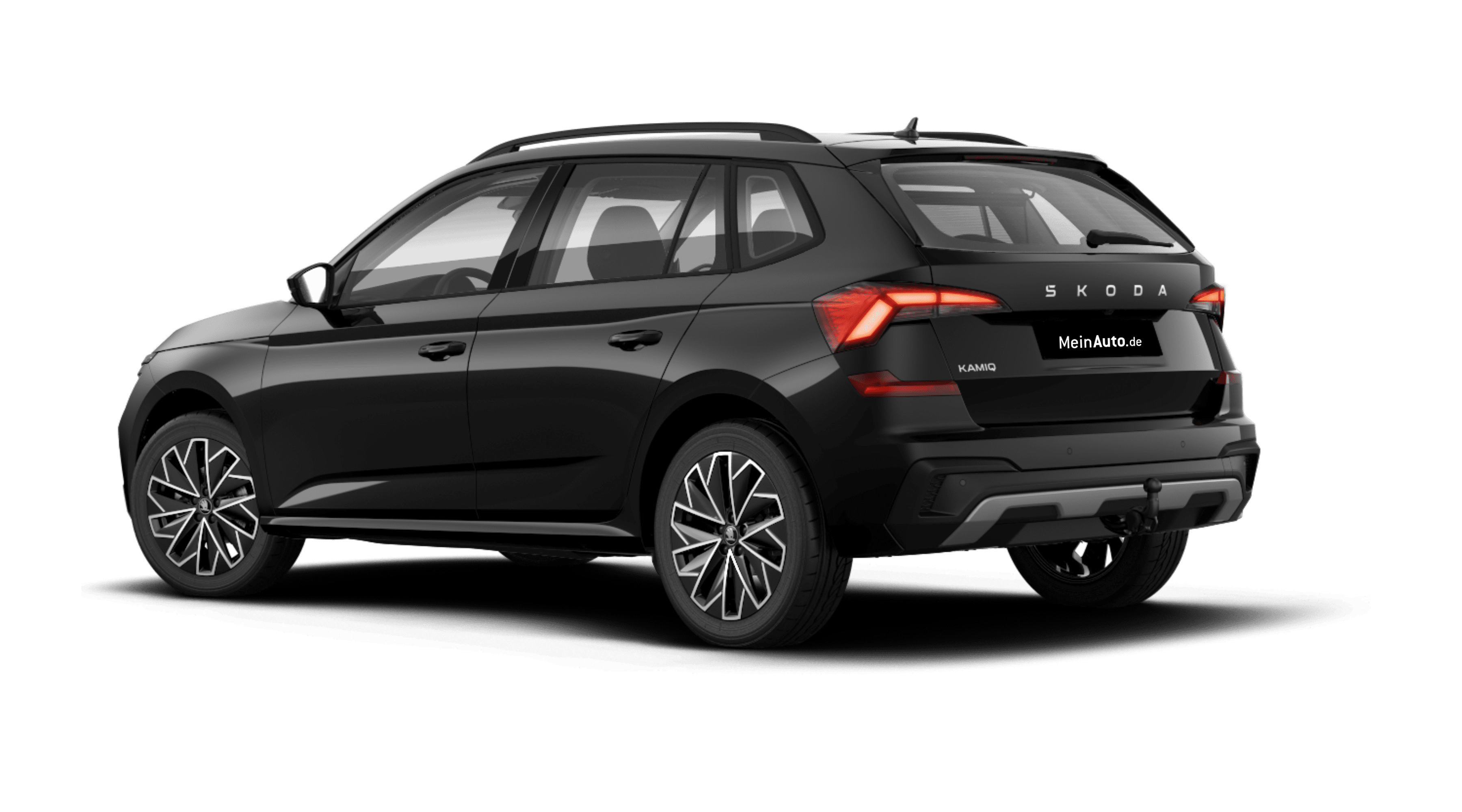 Schräge Heckansicht eines Skoda Kamiq, freigestellt