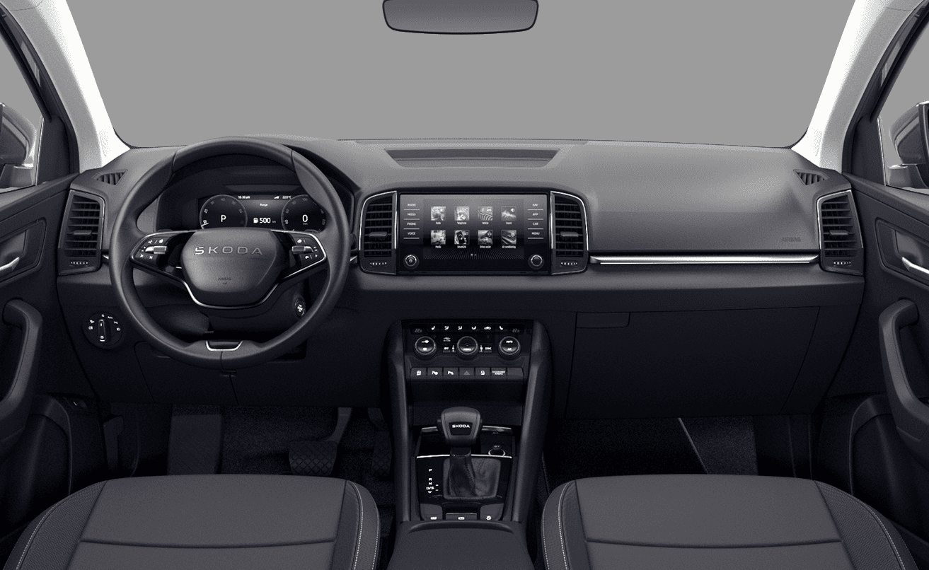 Ansicht des Armaturenbretts eines Skoda Karoq