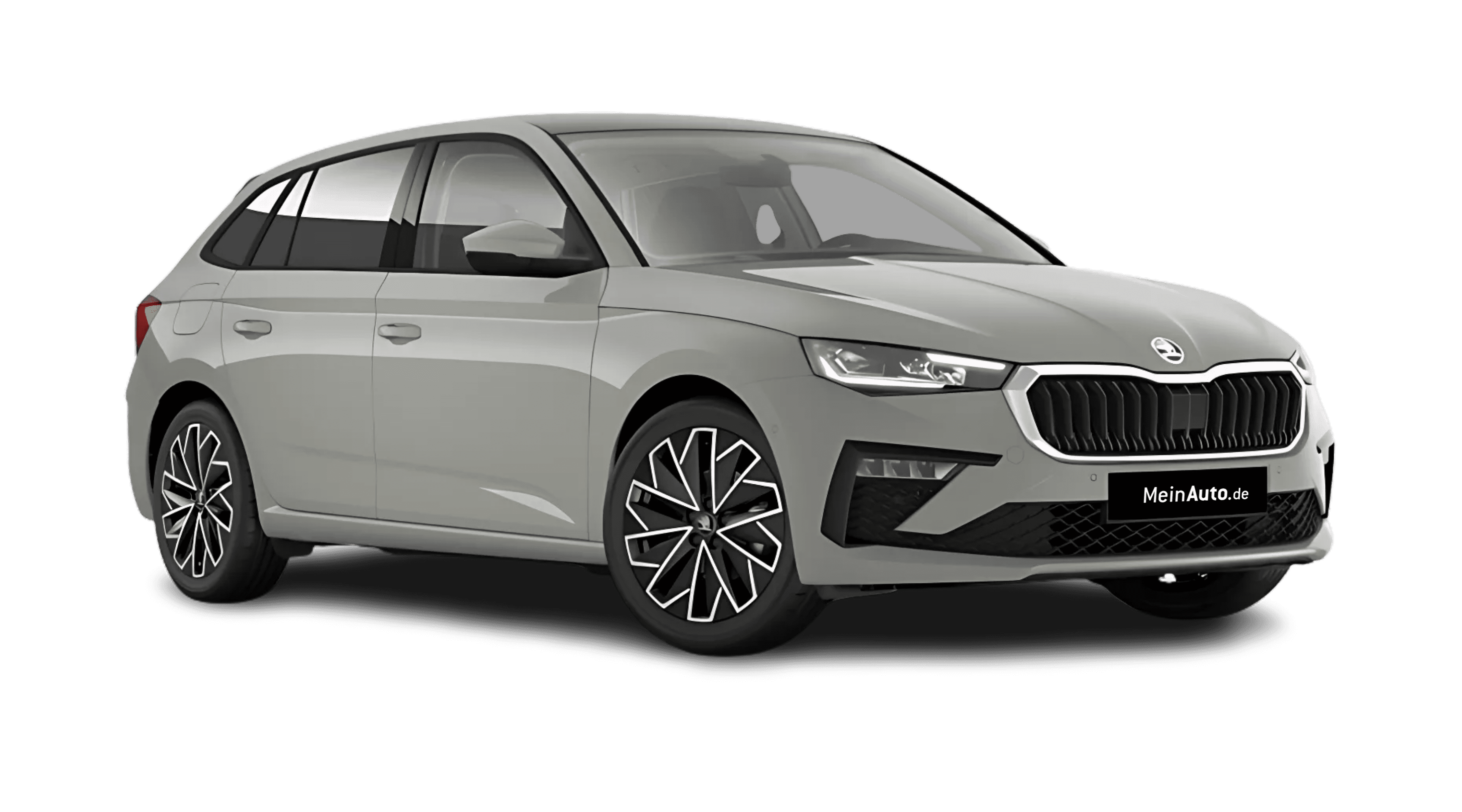 Schräge Frontansicht auf einen Skoda Scala, freigestellt