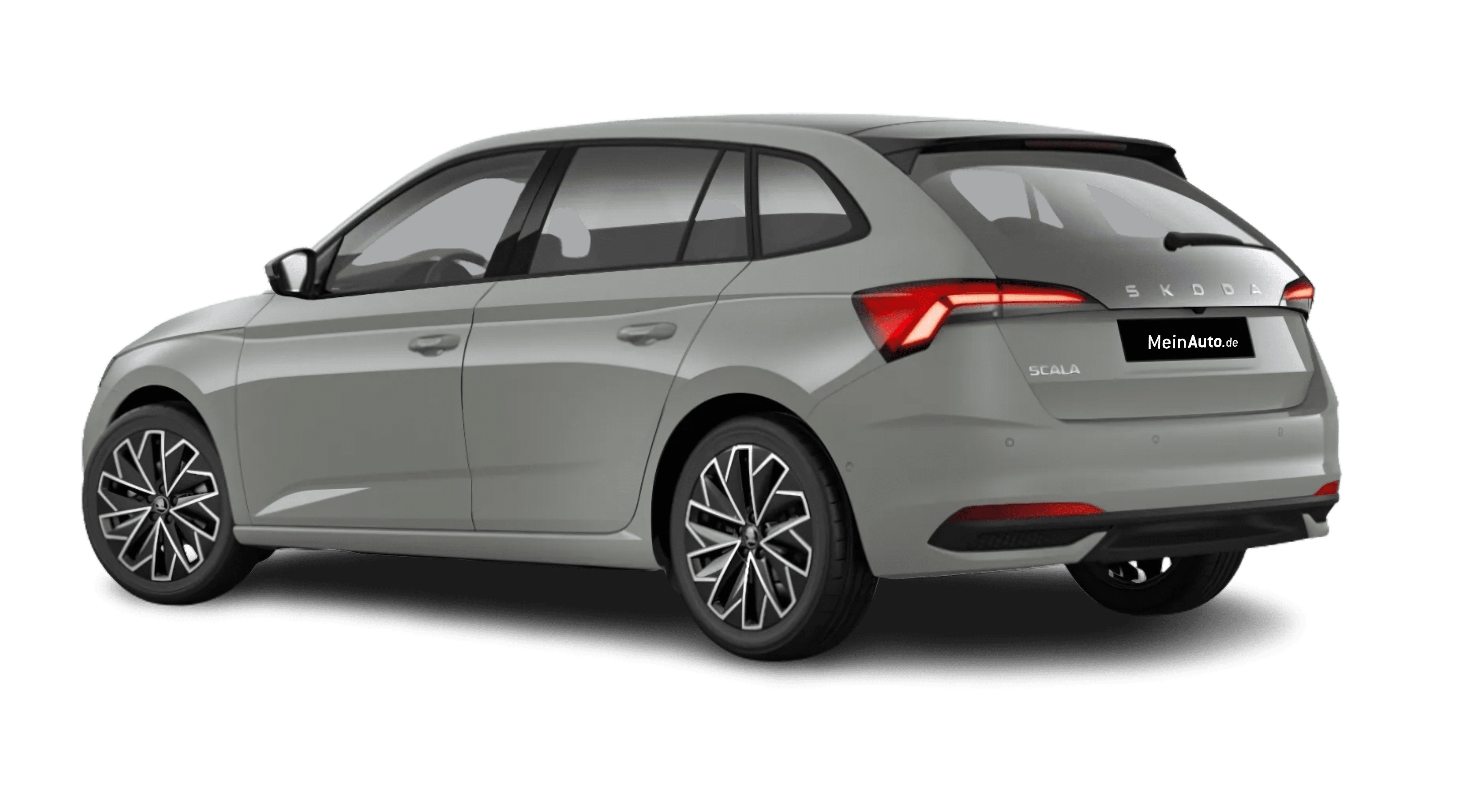 Schräge Heckansicht auf einen Skoda Scala, freigestellt