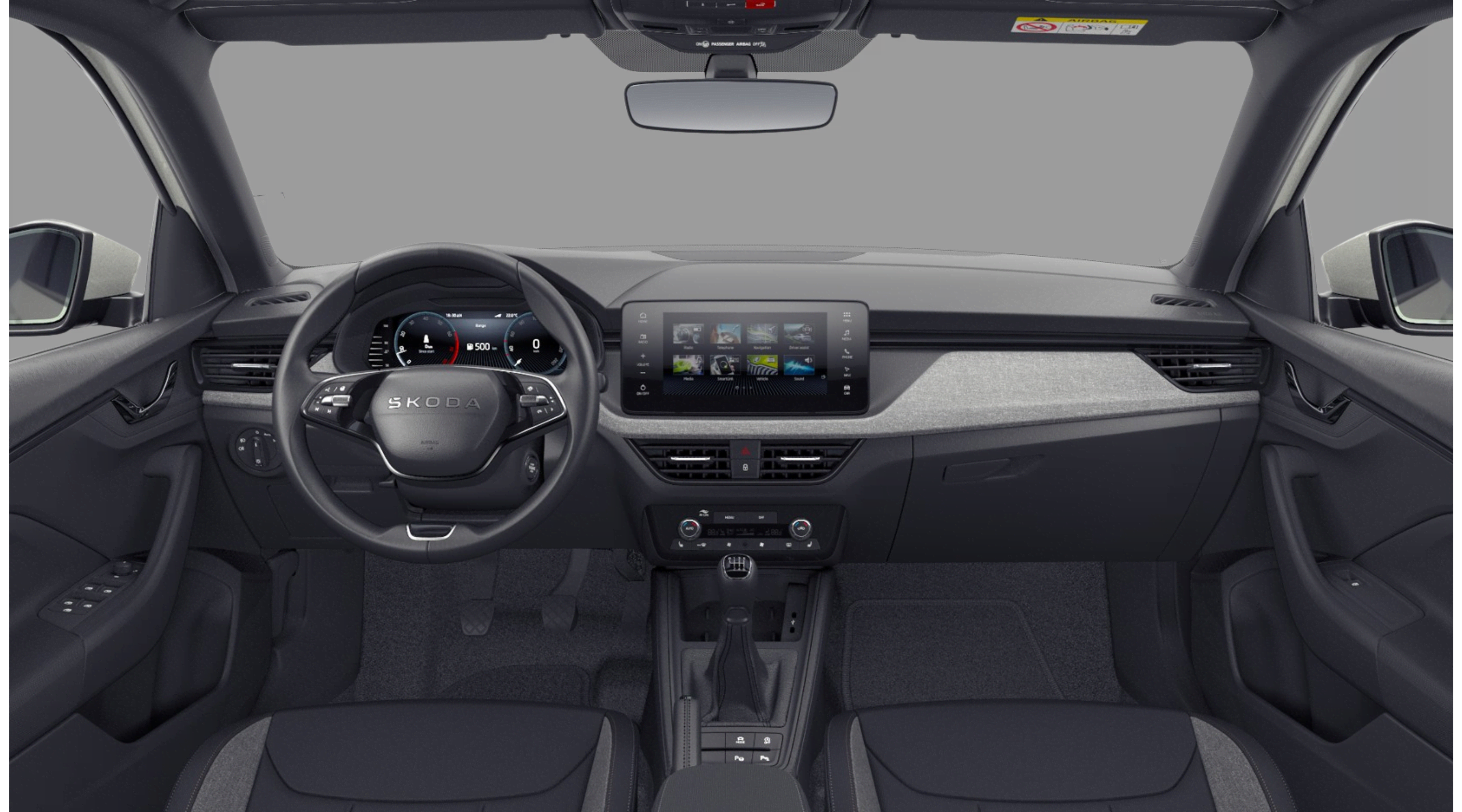 Ansicht des Armaturenbretts eines Skoda Scala