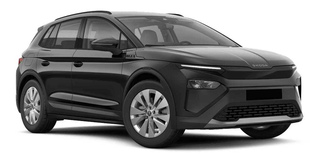 Schräge Frontansicht auf einen Skoda ELROQ, freigestellt