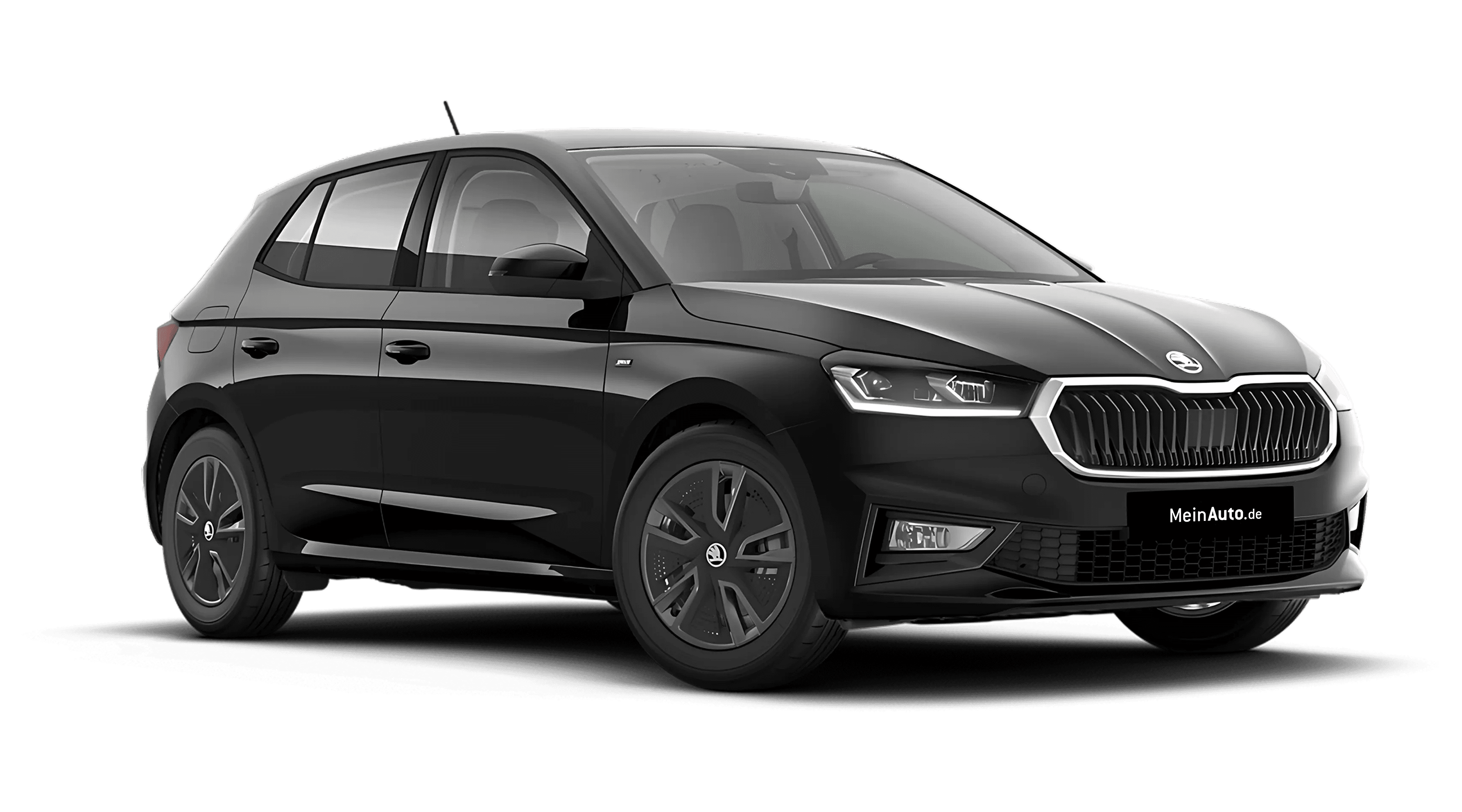 Schräge Frontansicht auf einen Skoda Fabia, freigestellt