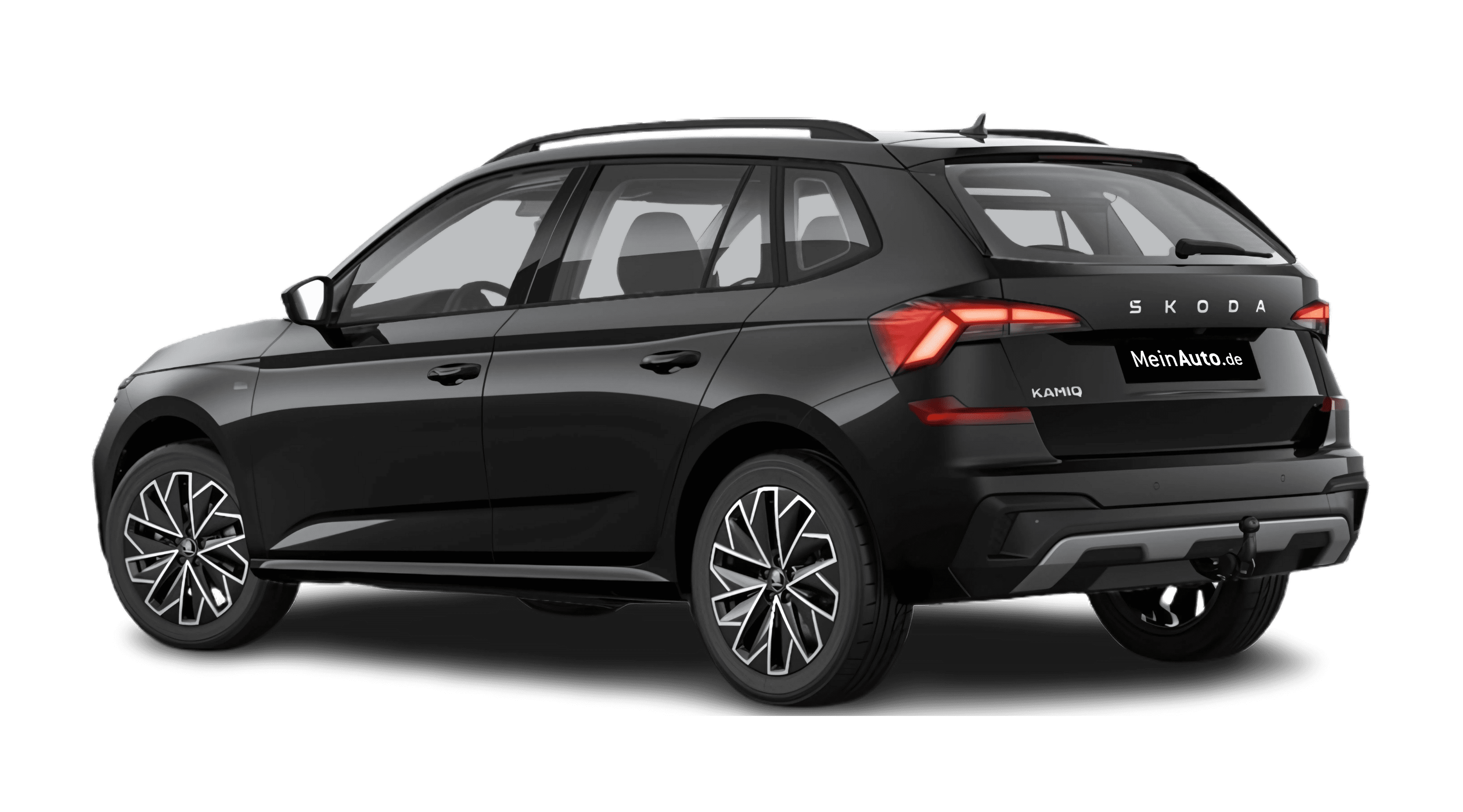 Schräge Heckansicht eines Skoda Kamiq, freigestellt