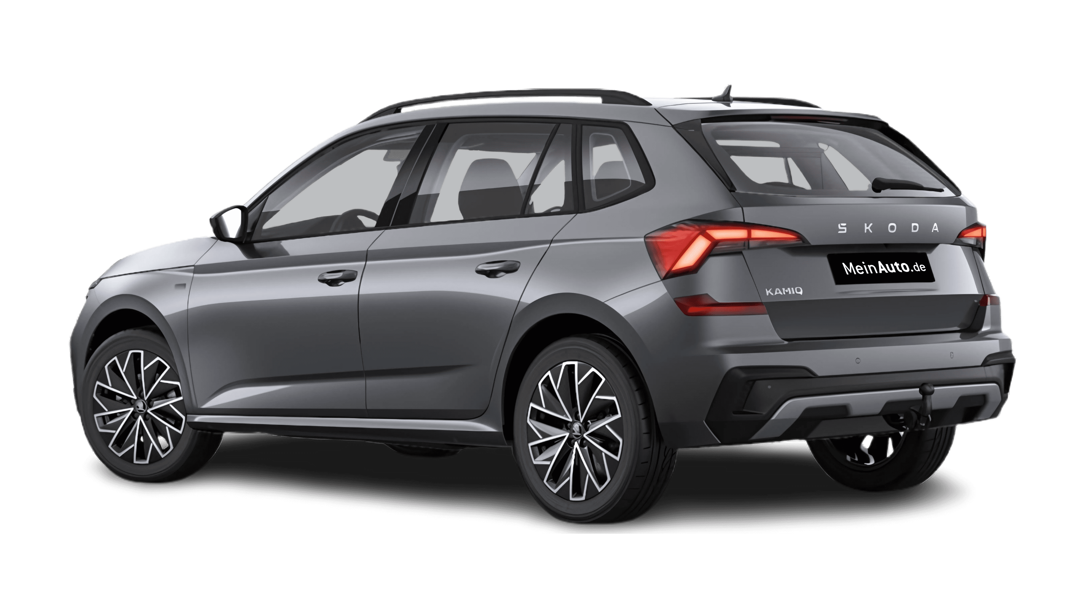 Schräge Heckansicht eines Skoda Kamiq, freigestellt